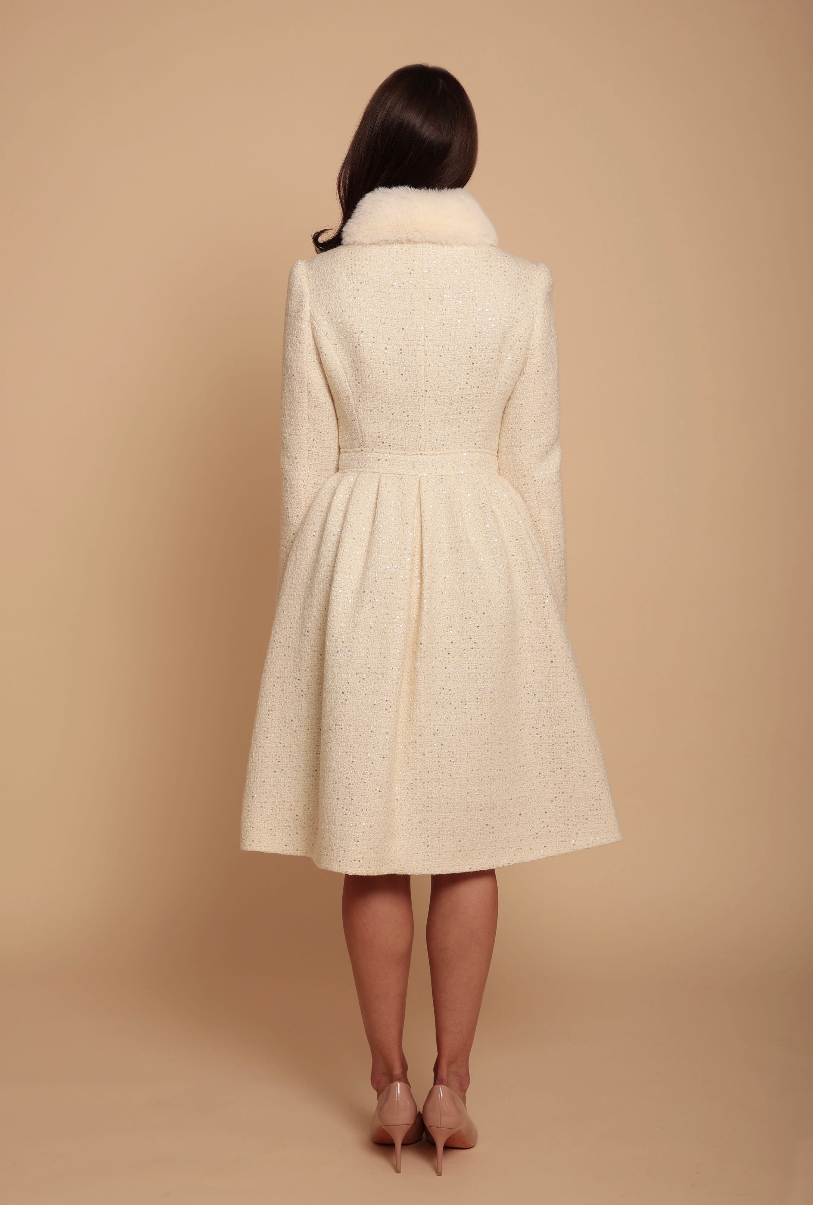 White Wool Dress Coat 2024