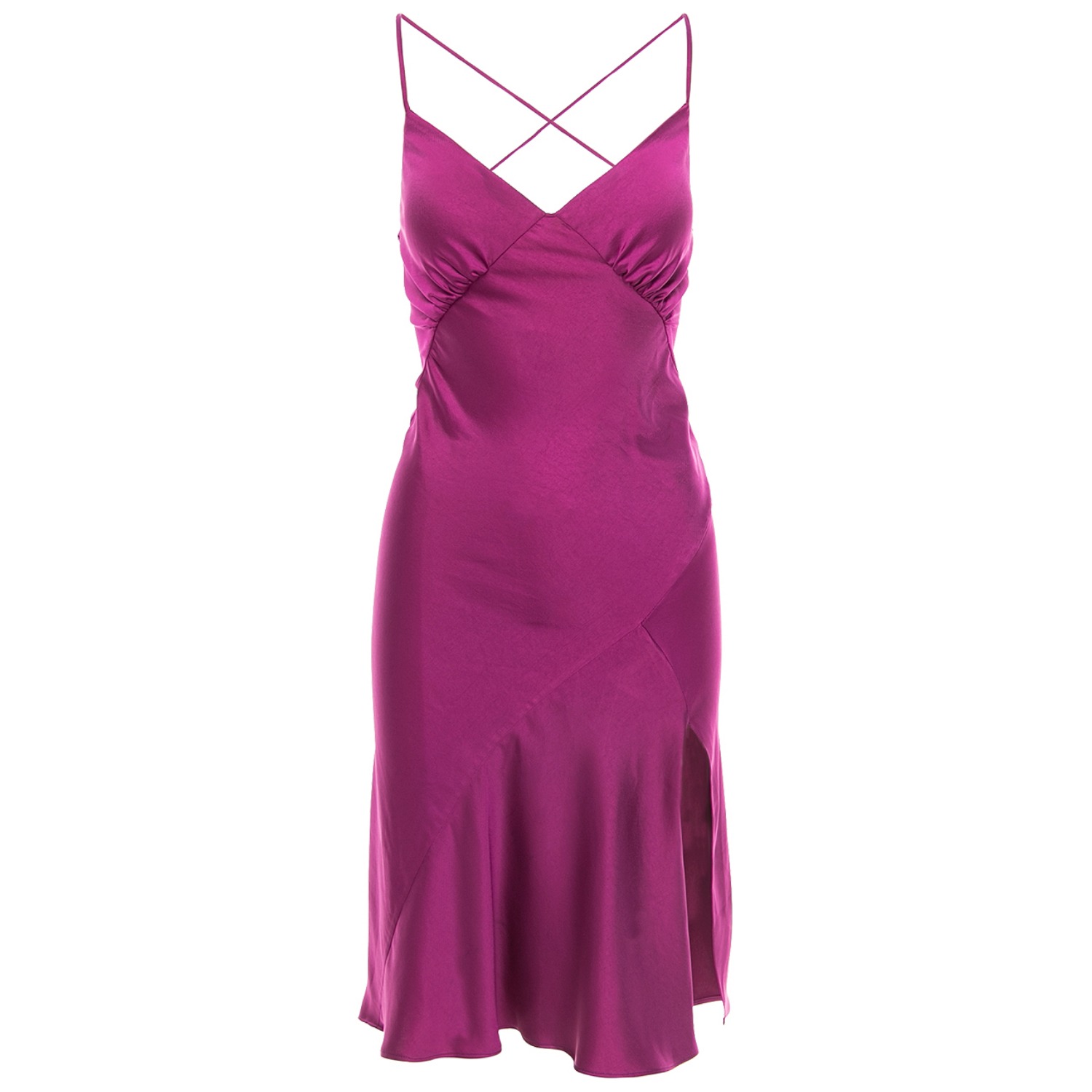 Seville Satin Midi Dress In Fuchsia | ROSERRY | Wolf & Badger