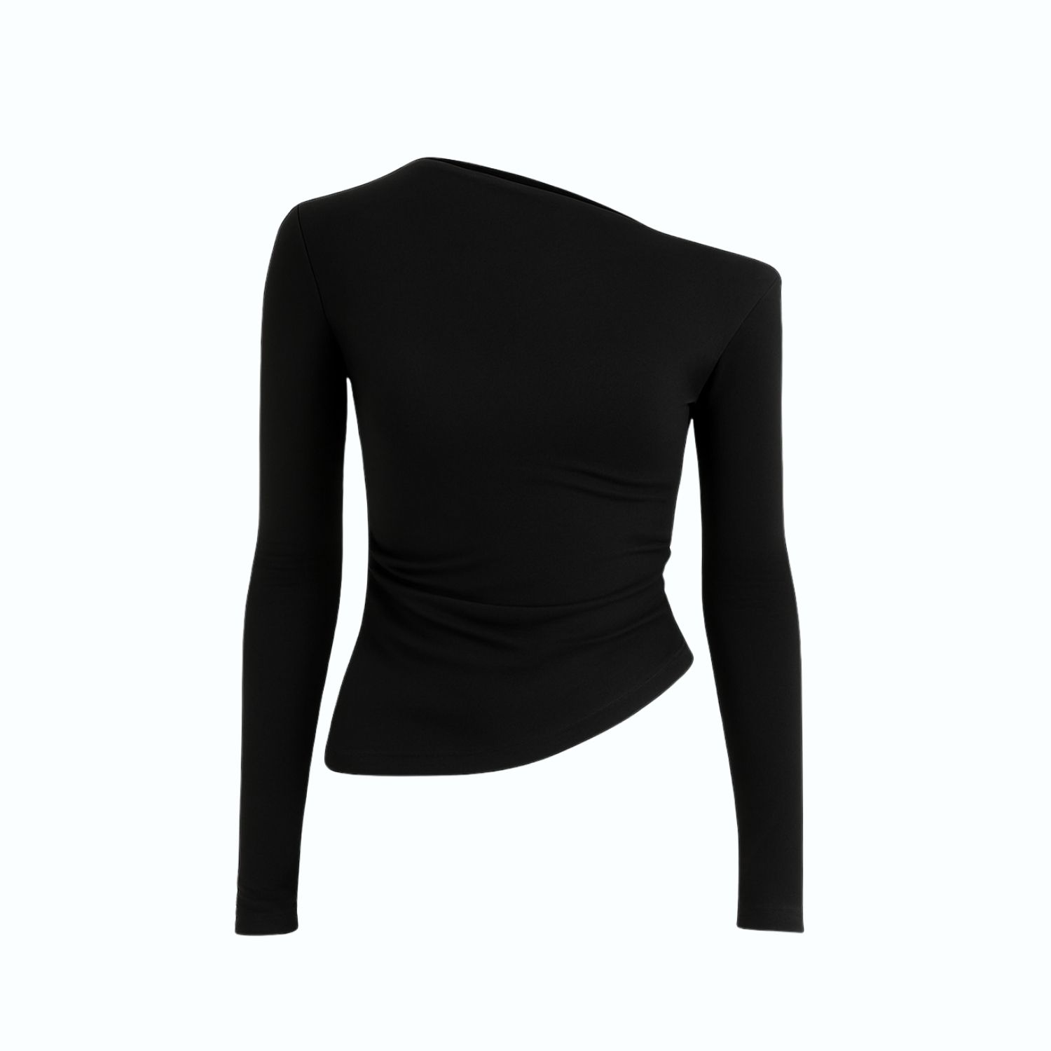 Monlicia Women's Aura One-shoulder Draped Top – Black In Black