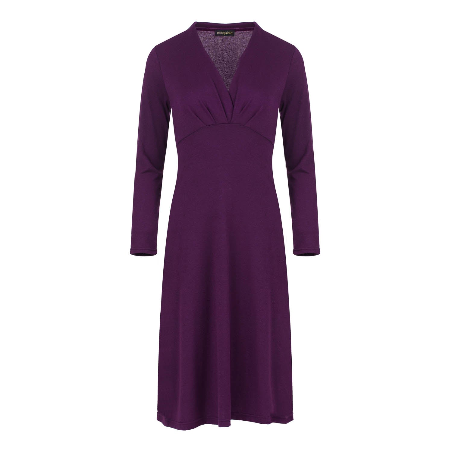 Conquista Women's Pink / Purple Long Sleeve Empire Line Knit Style Dress In Pink/purple