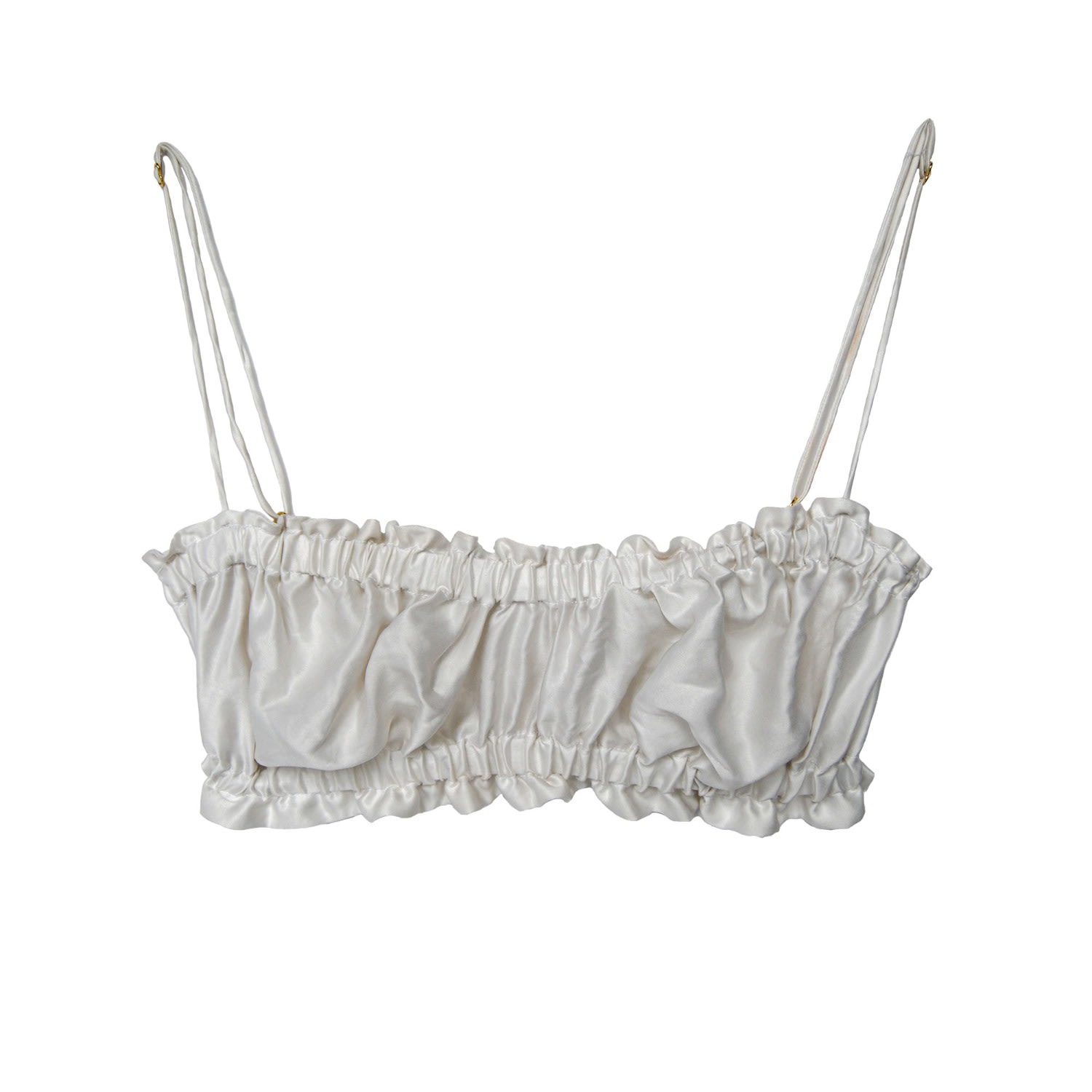 Crease Women's Silk Scalloped Bandeau Bra -  White In White