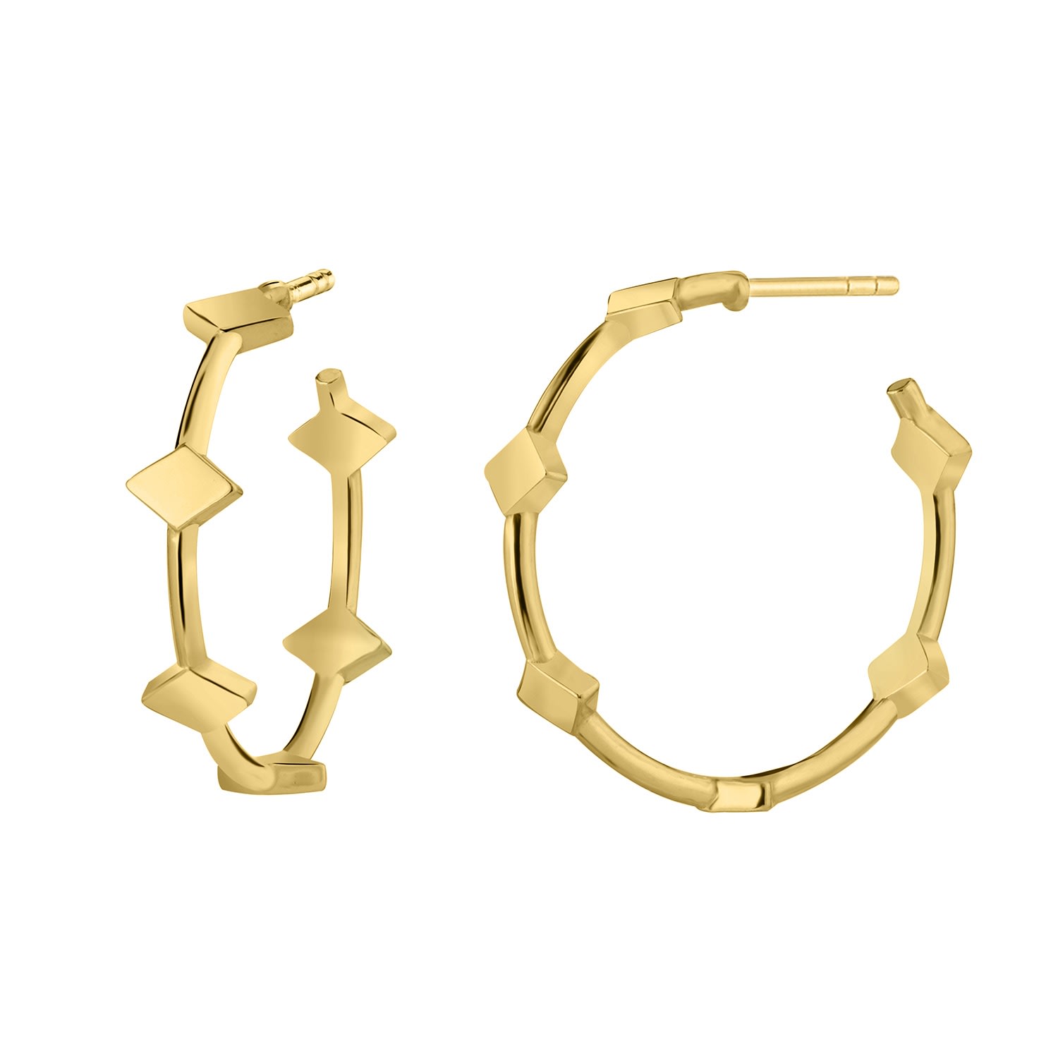 Women’s Gold Diamond Station Hoops Gold & Honey