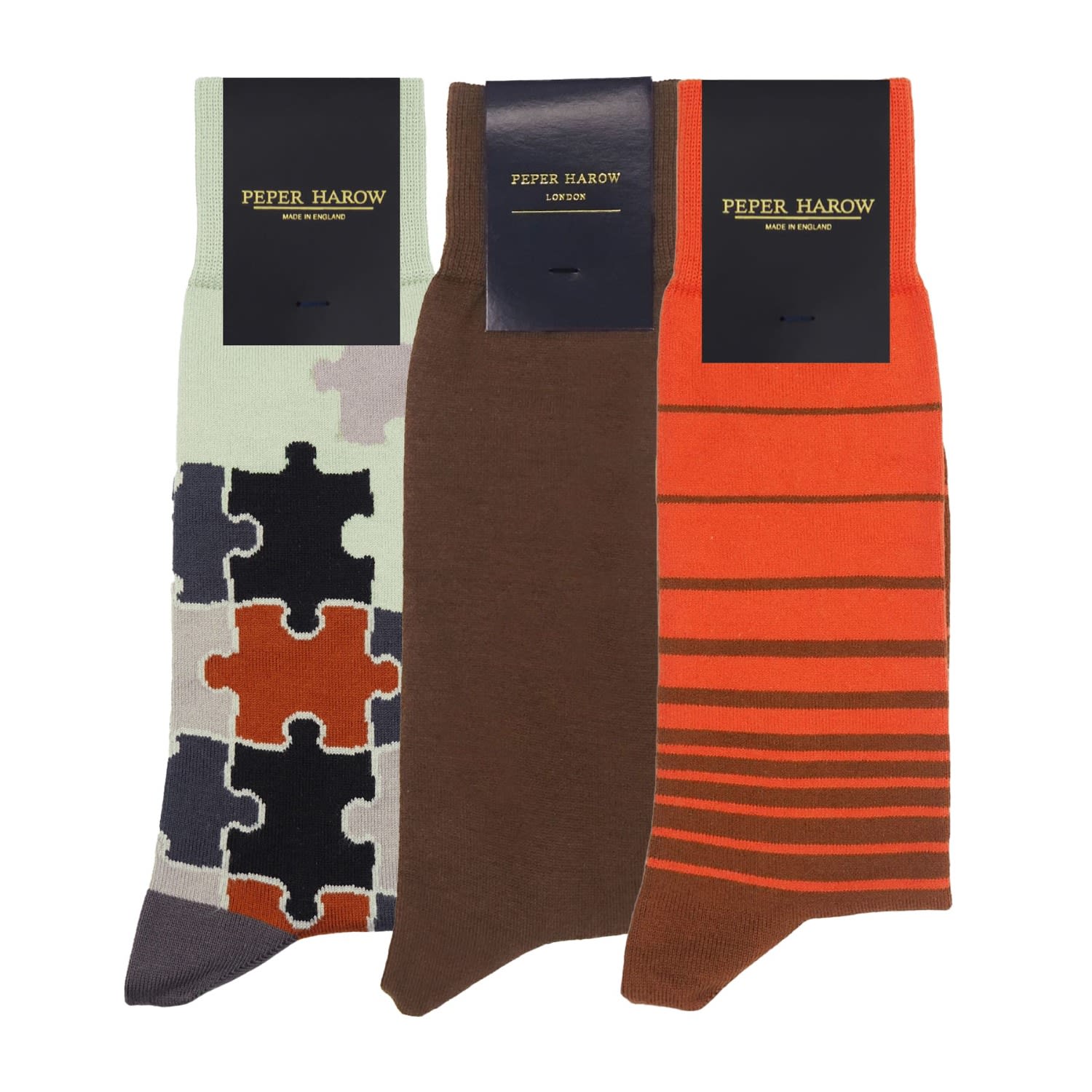 Peper Harow - Made In England Men's Men's Socks Bundle - Brown In Brown