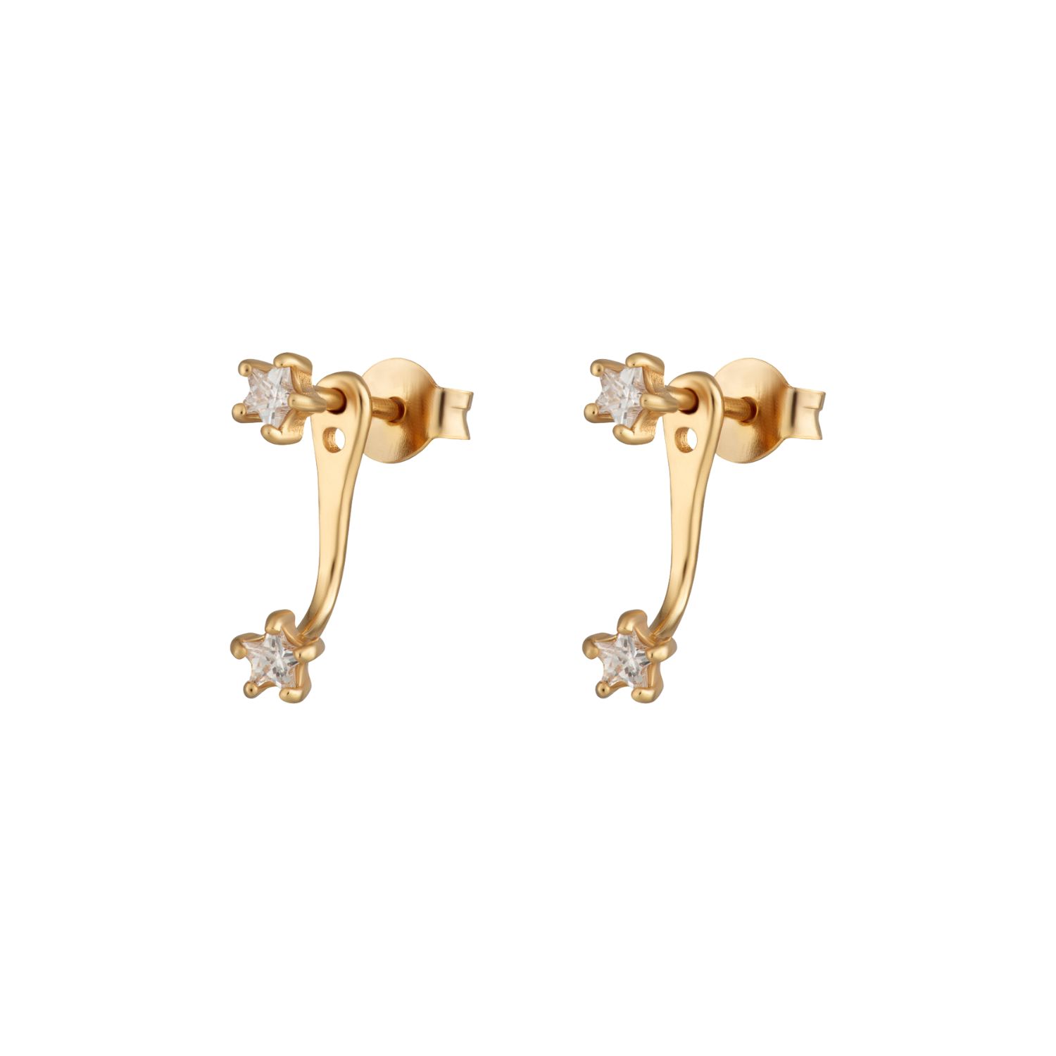 Scream Pretty Women's Gold Sparkling Star Ear Jacket Stud Earrings