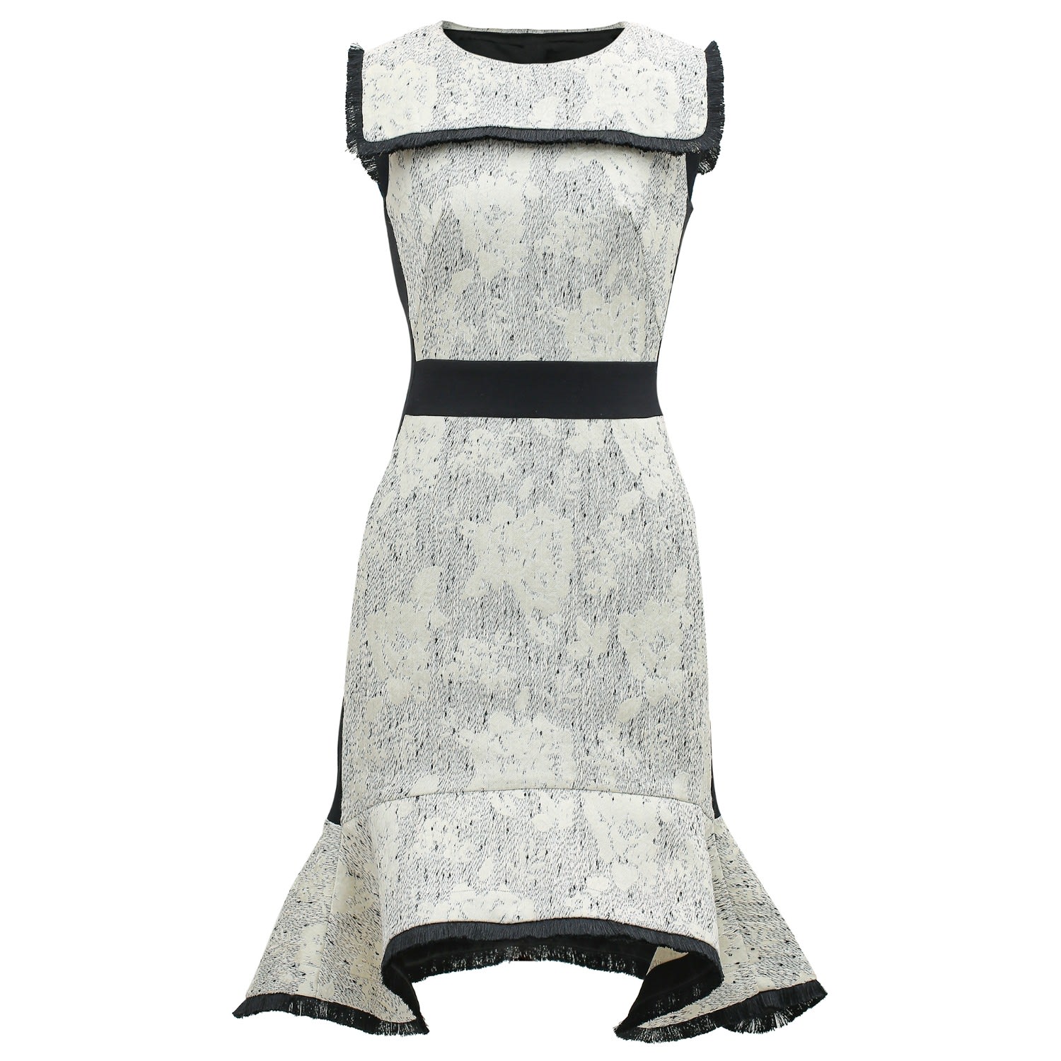 Women’s White Tailored Brocade Dress With Contrasting Braids Medium Smart and Joy