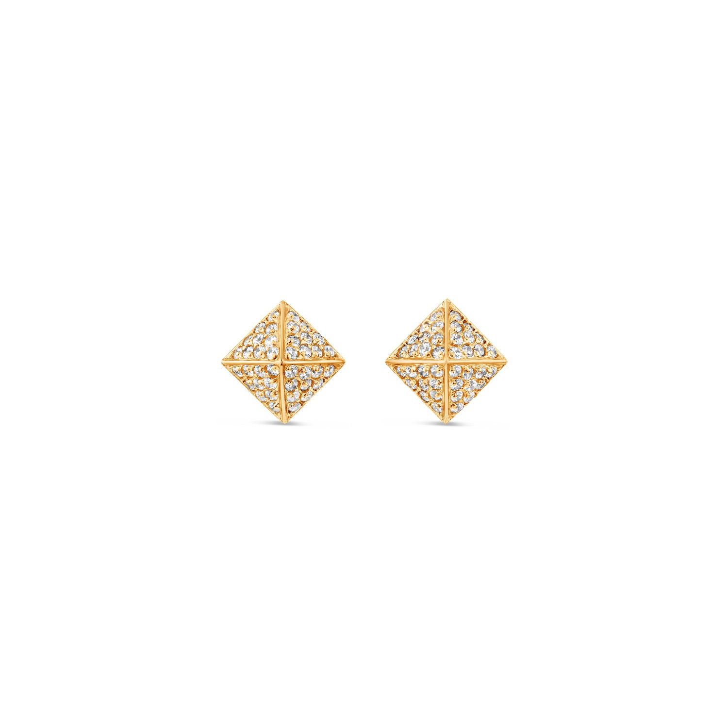 Sally Skoufis Women's Gold / White Pyramid Stud Earrings With Man Made Cz Diamond Stimulant In Sterling Silver & 1 In Multi