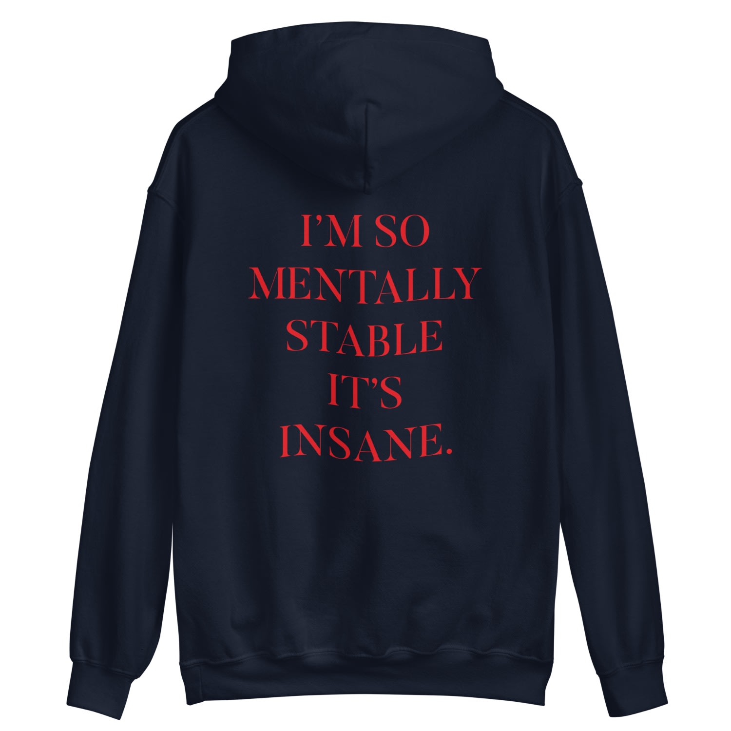 Women’s Blue Mentally Stable Hoodie- Navy Large Nus