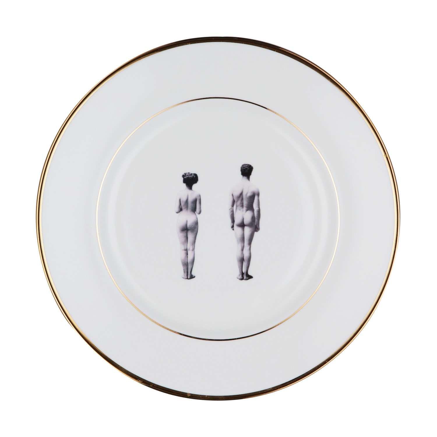 Melody Rose London White / Gold Models Bone China Dinner Plate In Multi