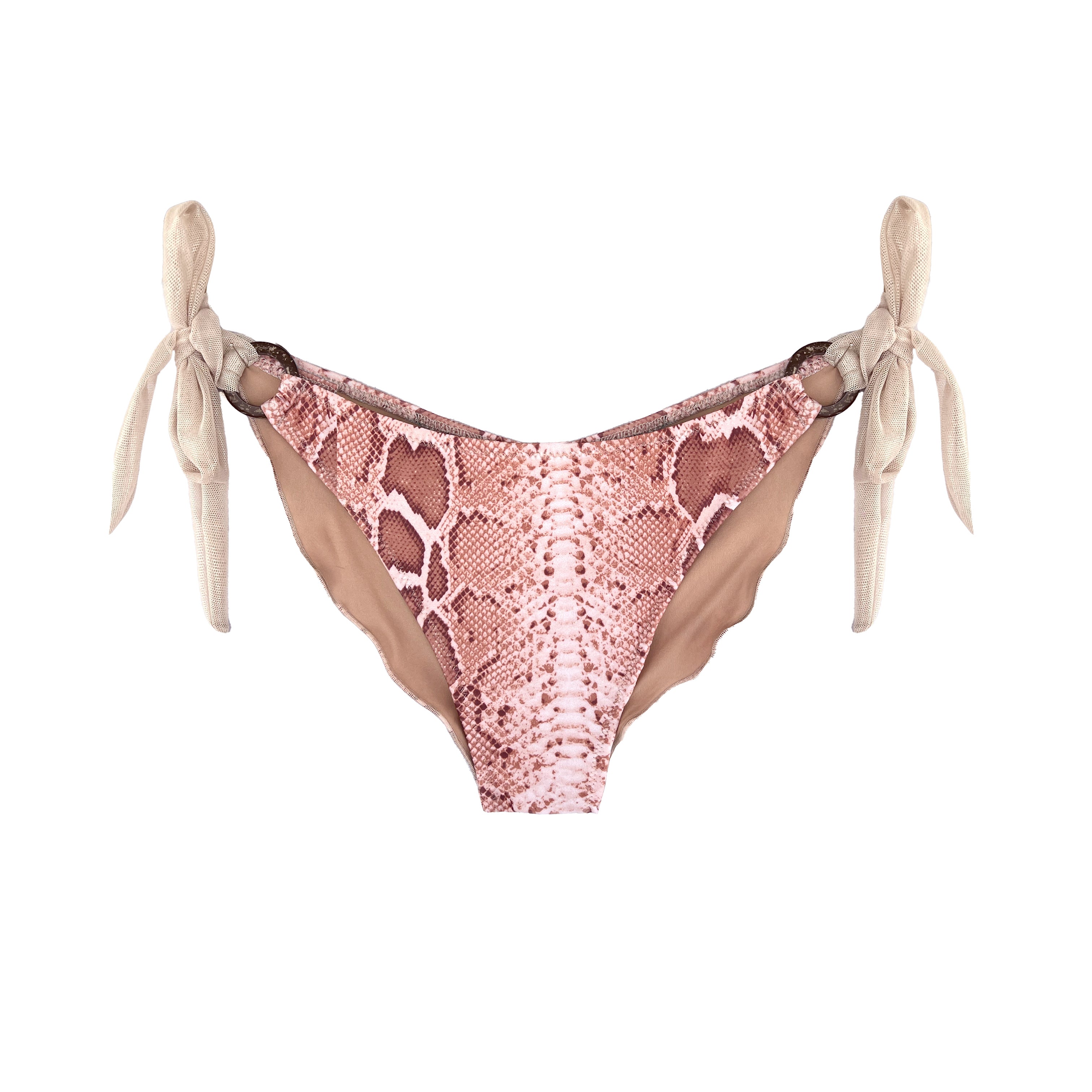Deessa Ibiza Women's Neutrals / Gold / Brown Ibiza Bikini Bottom With Gold Mesh Straps And Animal Print Estelle B In Gold/brown