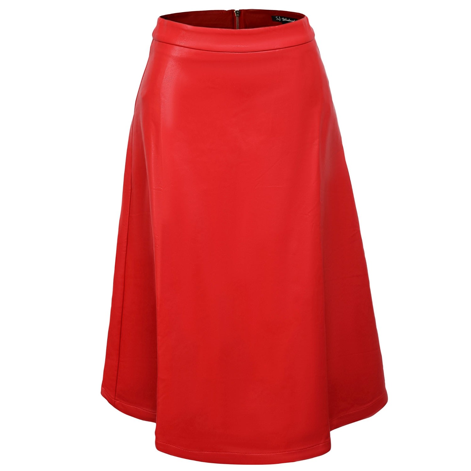 Smart And Joy Women's Pu Trapeze Skirt - Red In Red