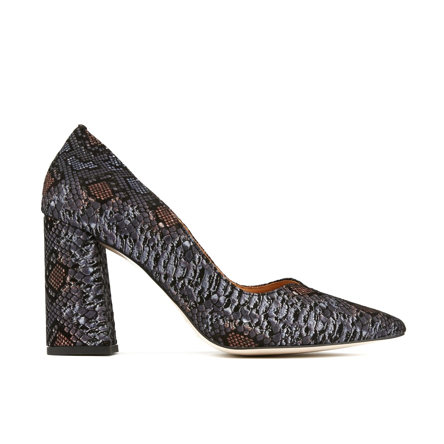 Black / Gold Joy - Grey Snake - Womens Designer Heels 8 Uk Embassy London Usa