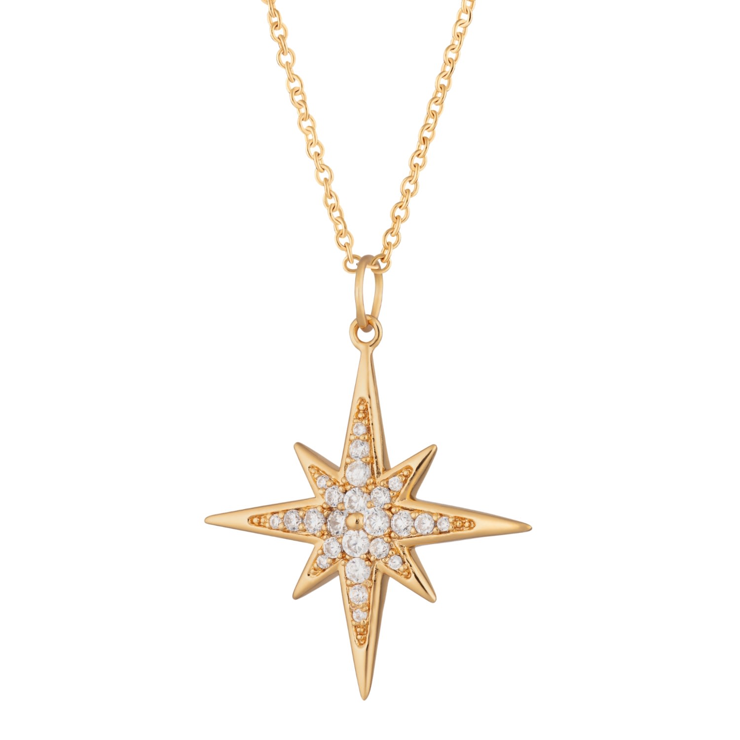 Scream Pretty Women's Gold Large Sparkling Starburst Necklace With Slider Clasp In Gold