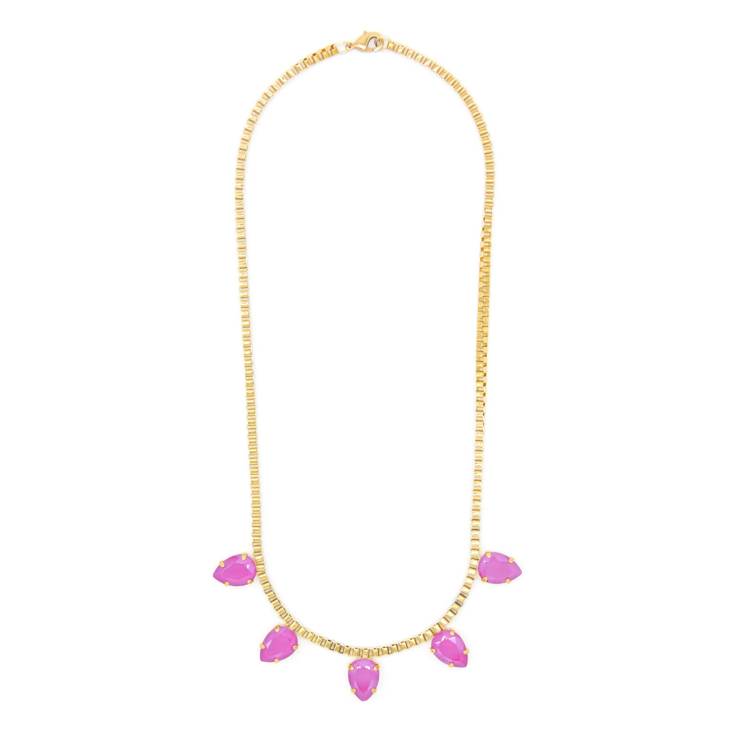 Women’s Pink / Purple Peony Pink Five Drops Necklace Rosaspina Firenze