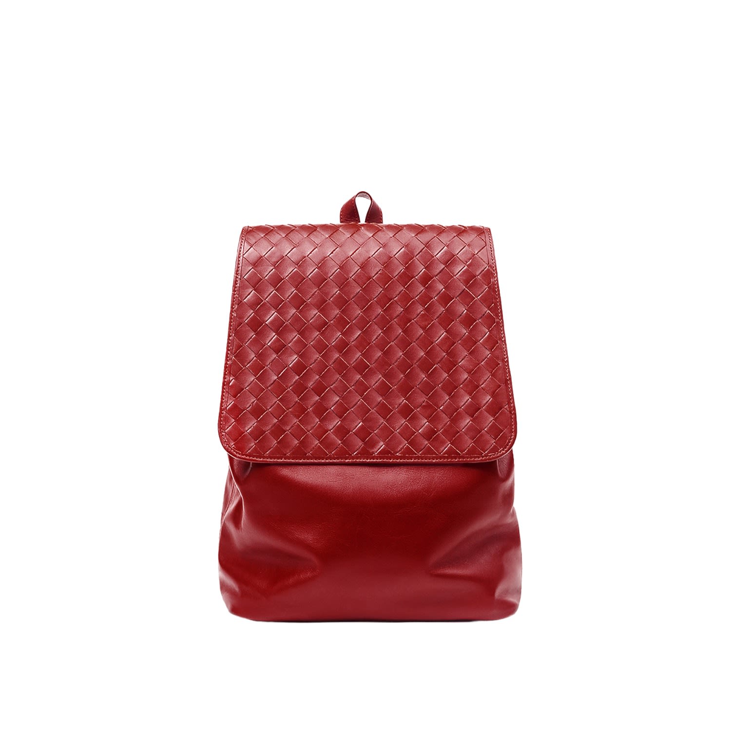 Women’s Red Woven Leather Backpack Deux Mains