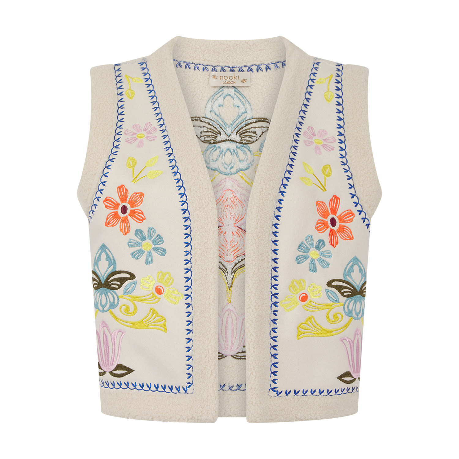 Women’s White Cassidy Embroidered Gilet Large Nooki Design