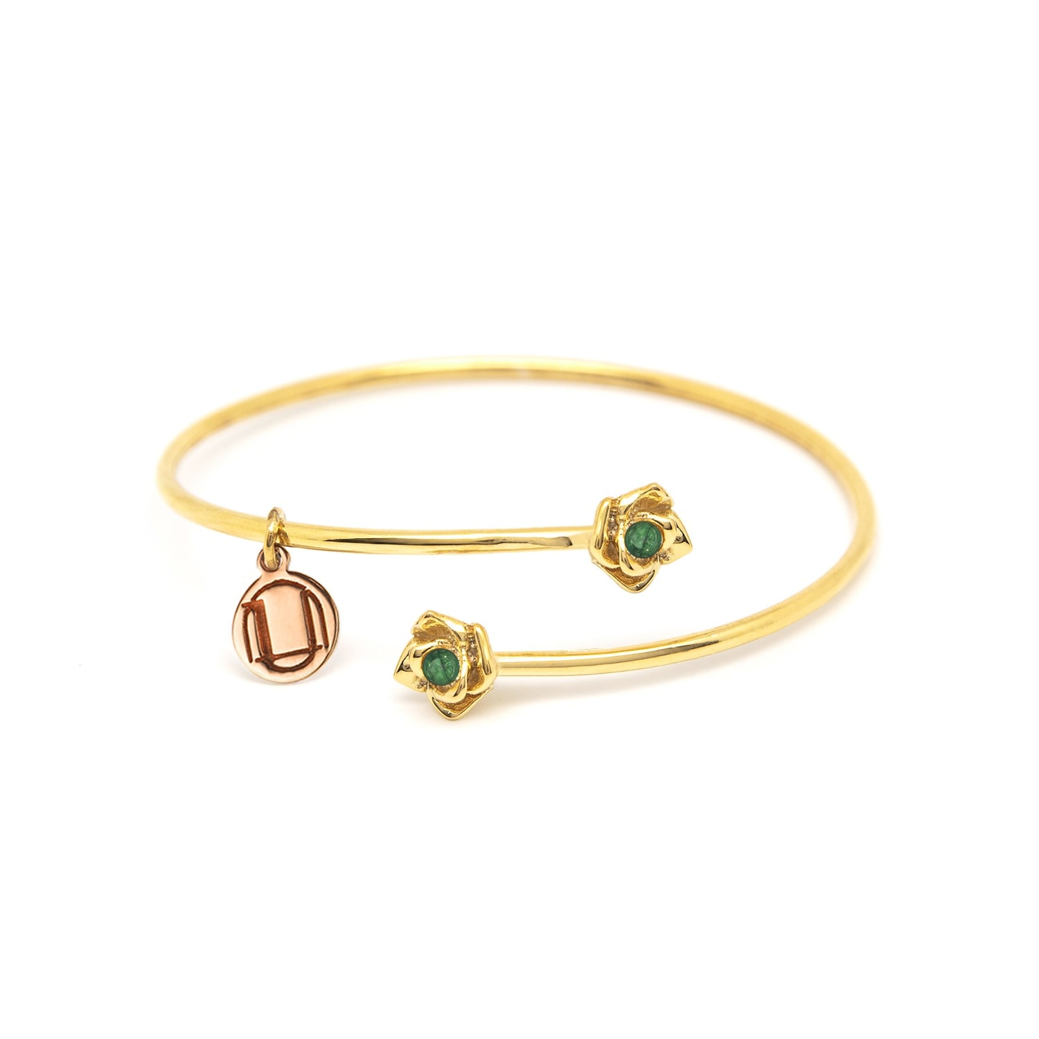 Unaloe Women's Bracelet Magnifica Gold Plated With Emerald
