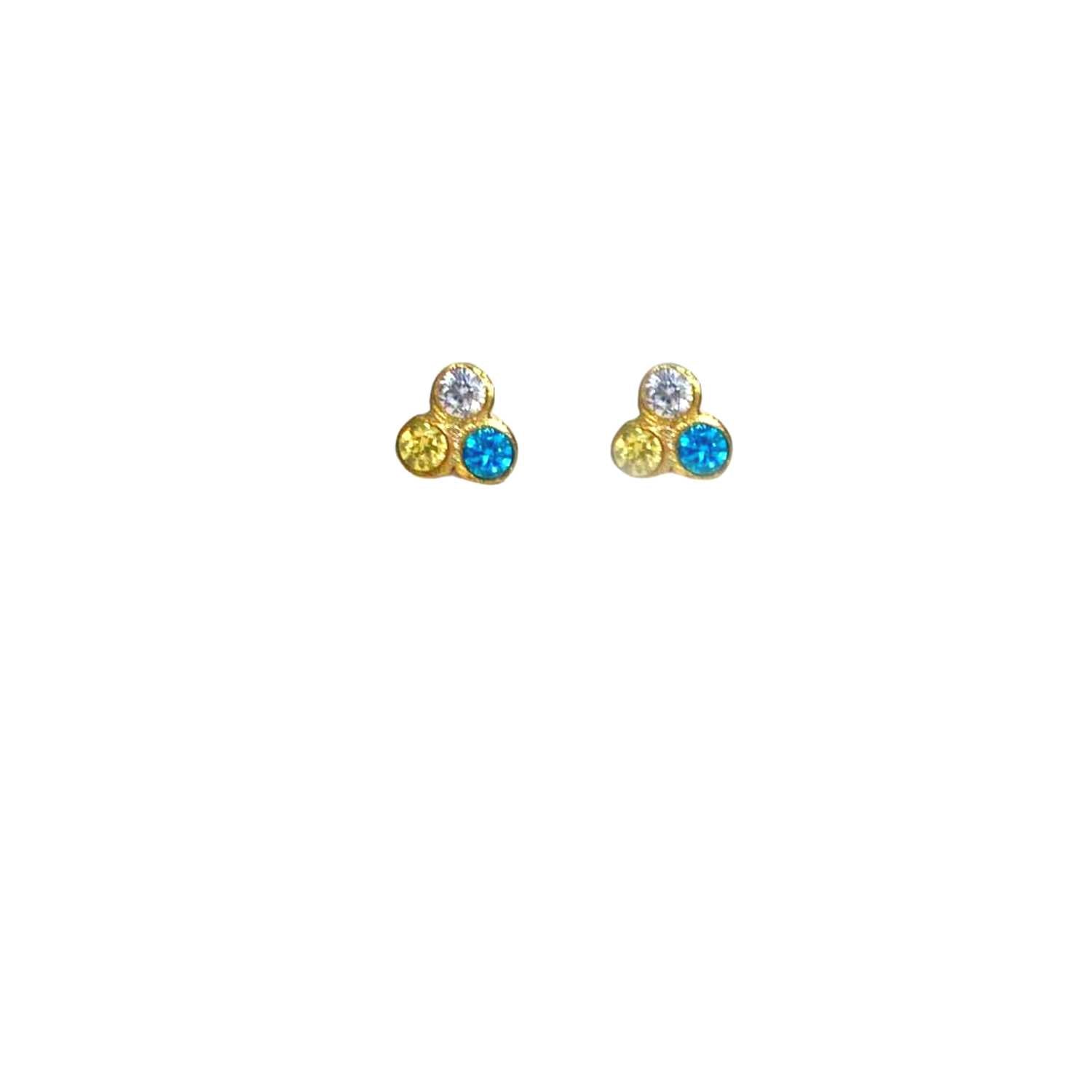 Women’s Gold Disco Dots Tiny Trio Stud Earrings Lily Flo Jewellery