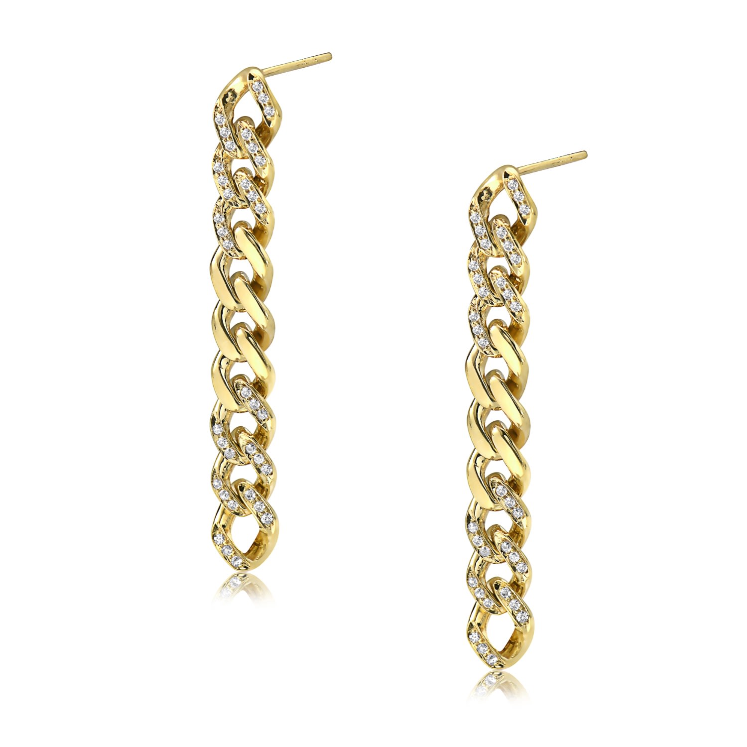 Women’s Gold Aspyn Curb-Chain Drop Earrings With White Sapphires Preeti Sandhu