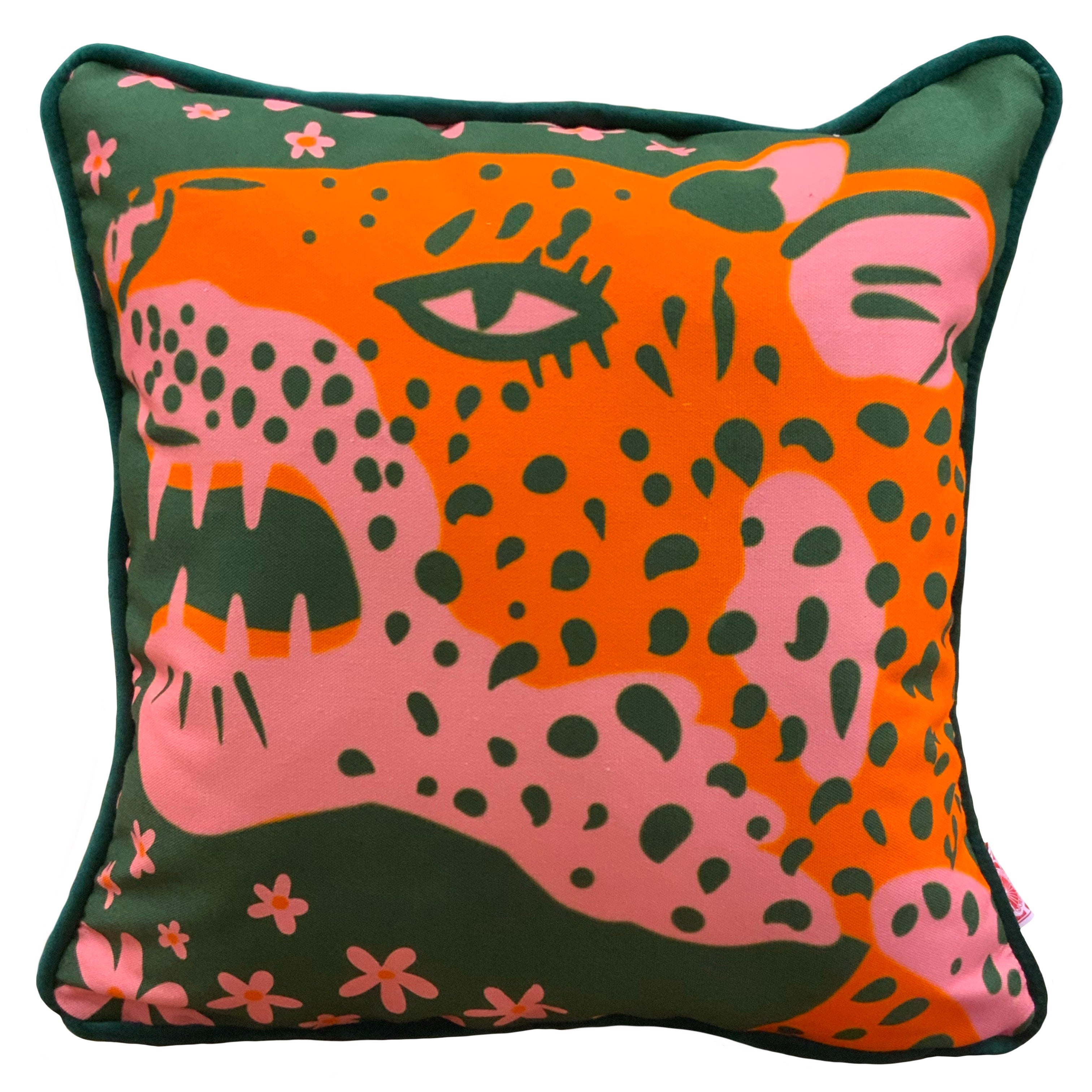 Green Leopard Head Cushion One Size The Neighbourhood Threat