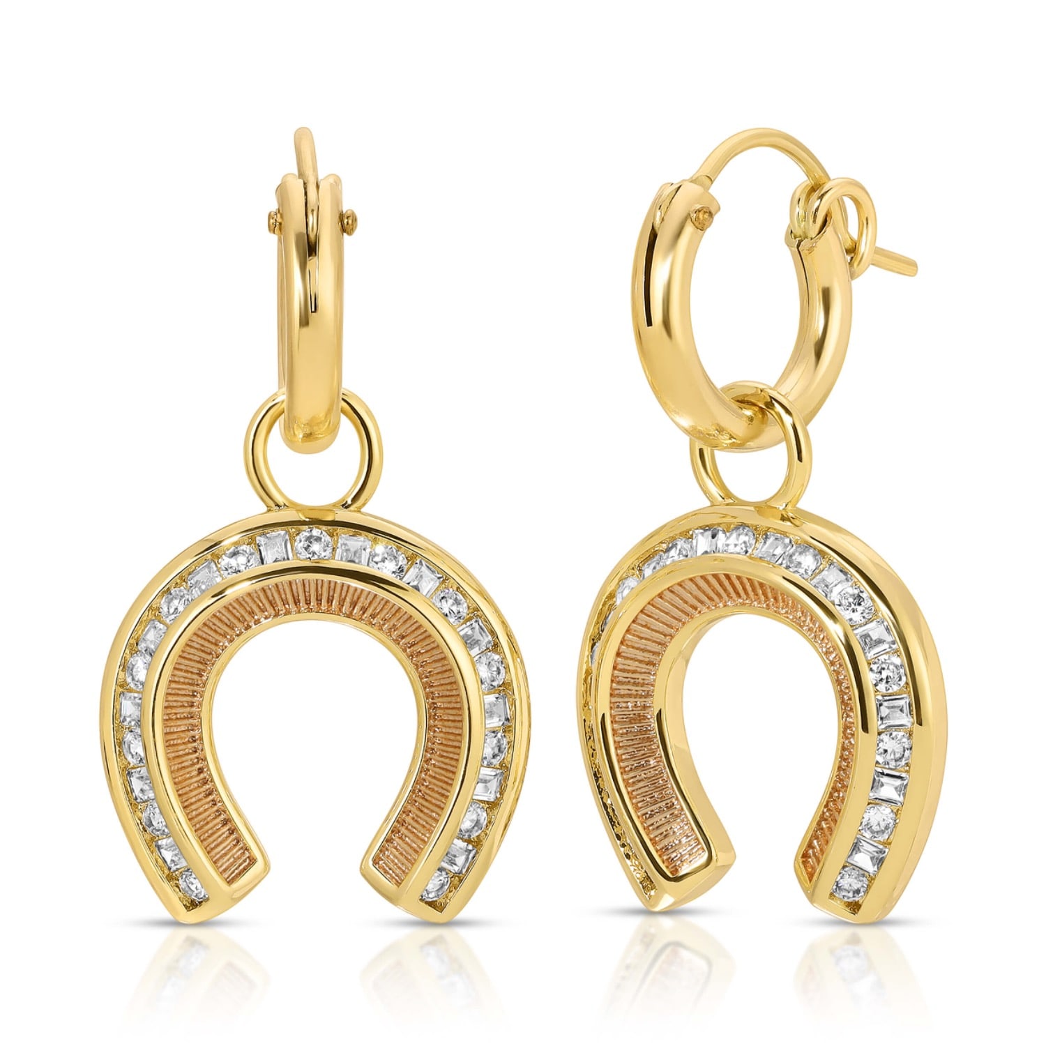 Glamrocks Jewelry Women's Good Fortune Horseshoe Earrings- Gold