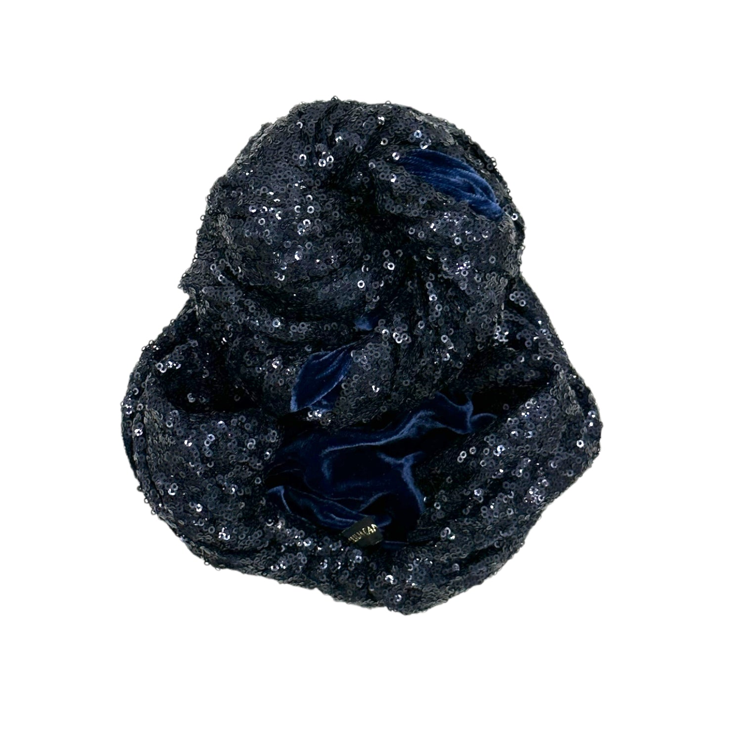 Women’s Blue Edith Navy Sequin & Silk Reversible Turban One Size Julia Clancey