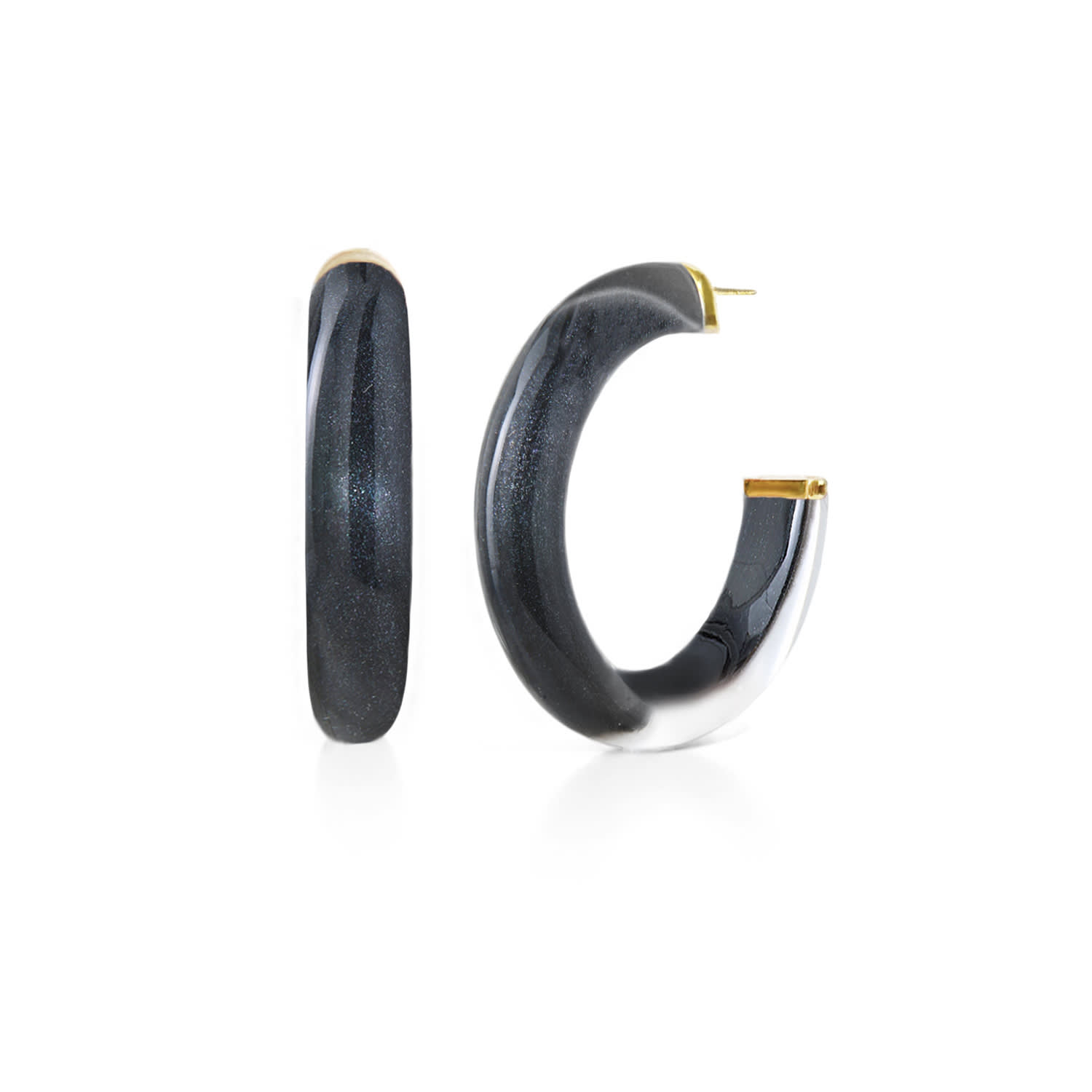 Gold & Honey Women's Gold / Black Medium Illusion Hoops In Black