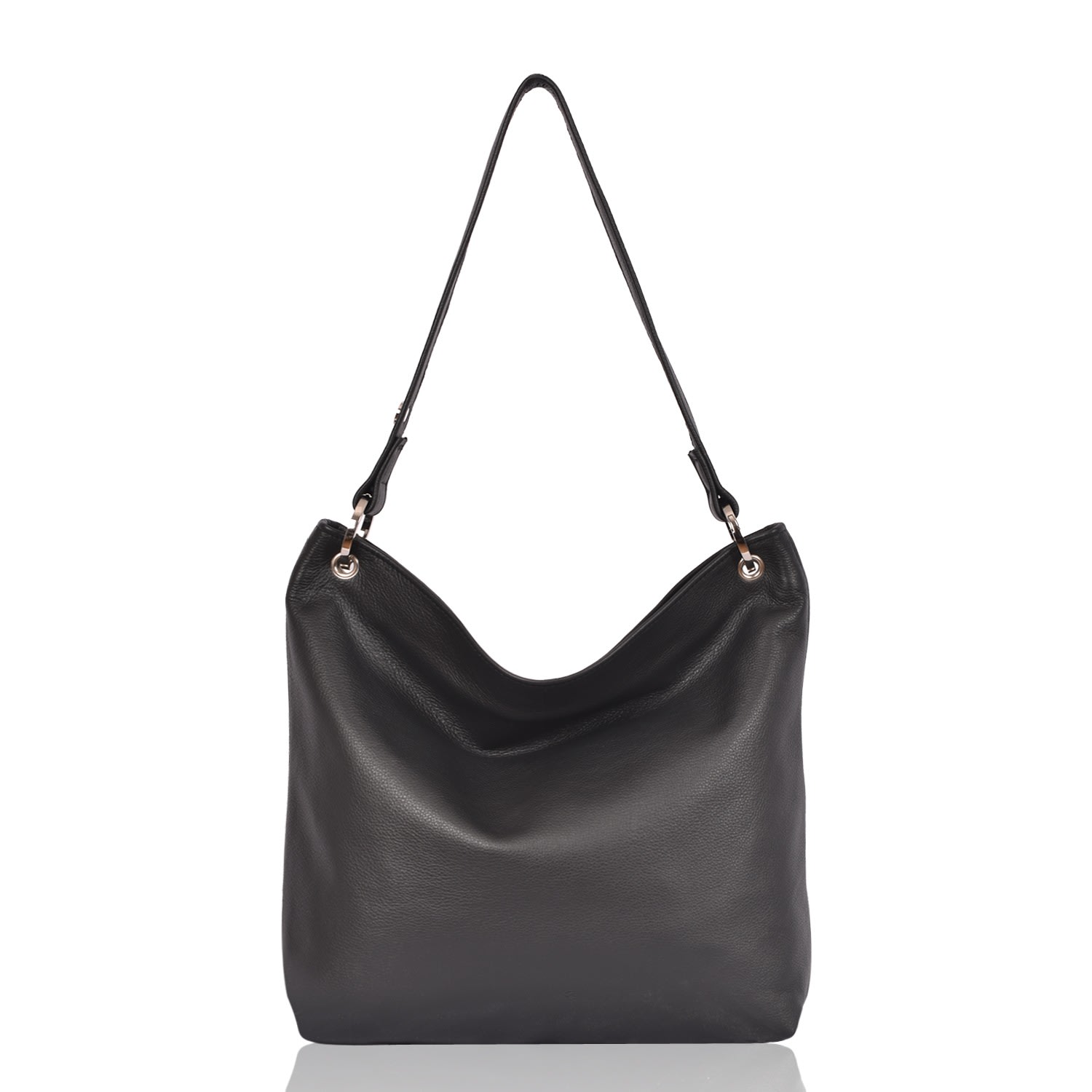 Women’s Leather Shoulder Bucket Bag Black Hesta Owen Barry