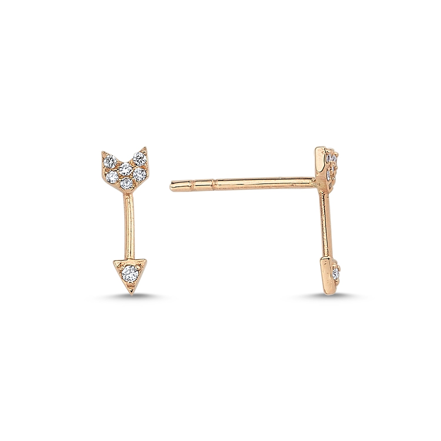 Ecce | Artisan Diamonds Women's Single 14k Rose Gold Diamond Arrow Earring In Gold