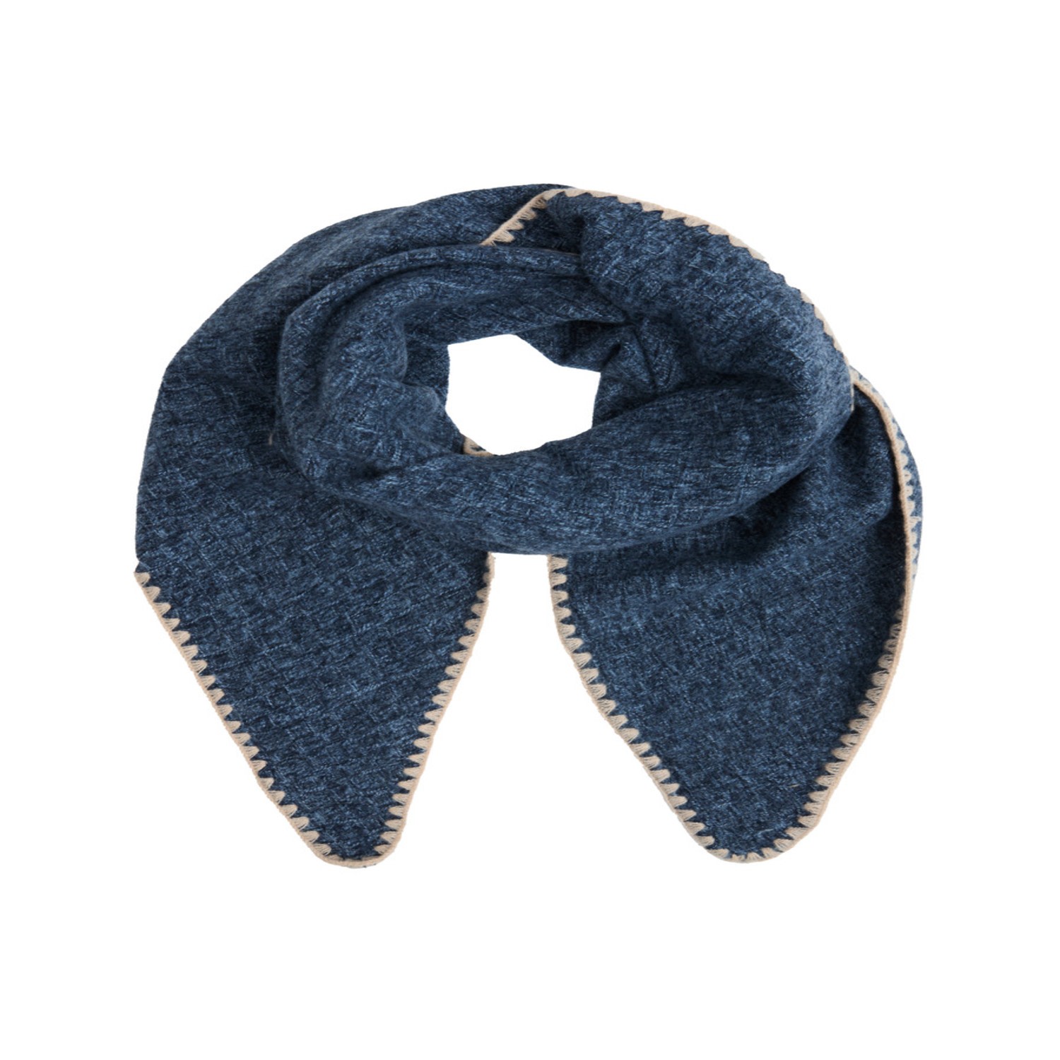 Saachi Women's Blue Knitted Triangle Denim Shawl Wrap
