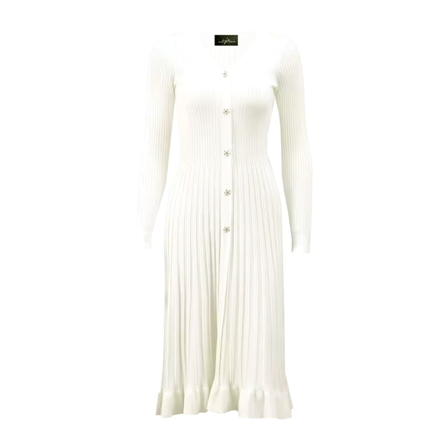 Women's Neutrals Ruffled Hem Knitted Dress | Small | Chanel Joan Elkayam
