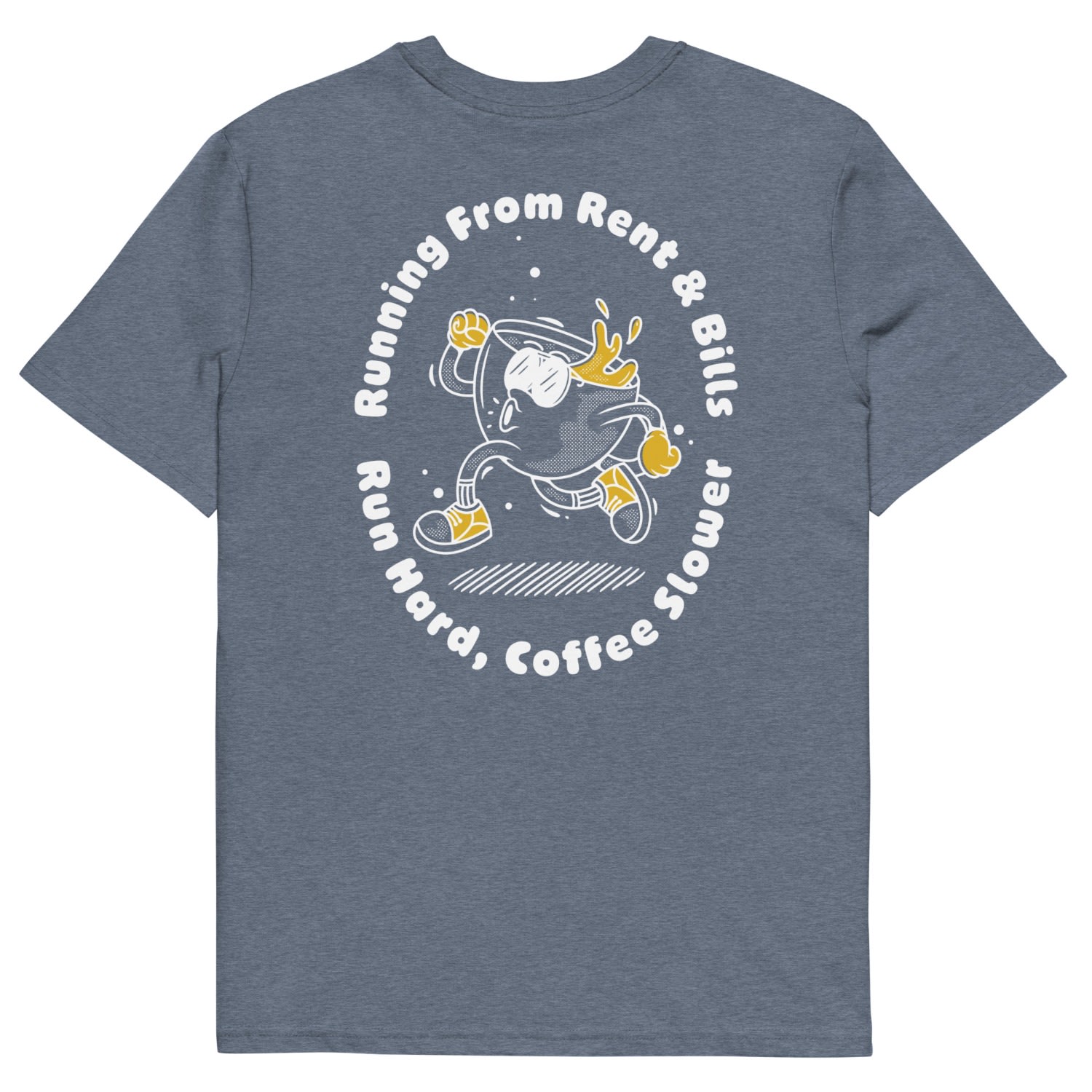 Anchor & Crew Dark Heather Blue Gustatory Coffee Over Bills Organic Cotton Embroidered T-shirt - Women In Blue