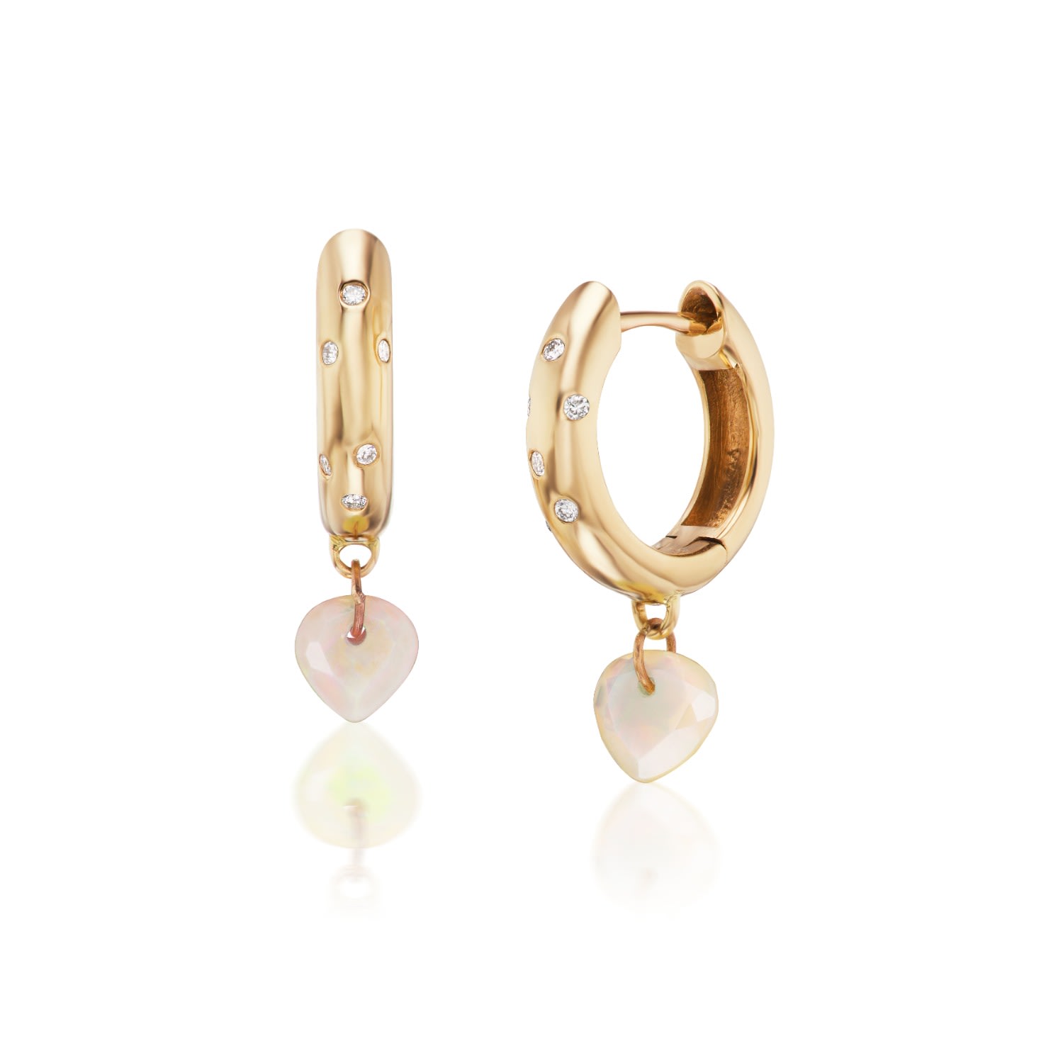 Women’s Gold / White Rangoli 14K Gold Opal And Diamond Hoops Preeti Sandhu