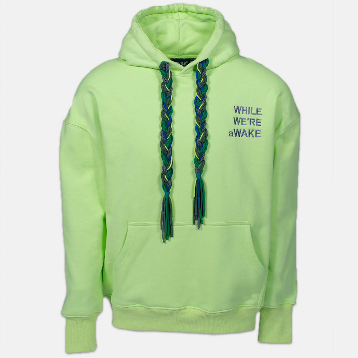 While We're Awake Women's Yellow / Green Braid On Braid Neon Hoodie In Multi