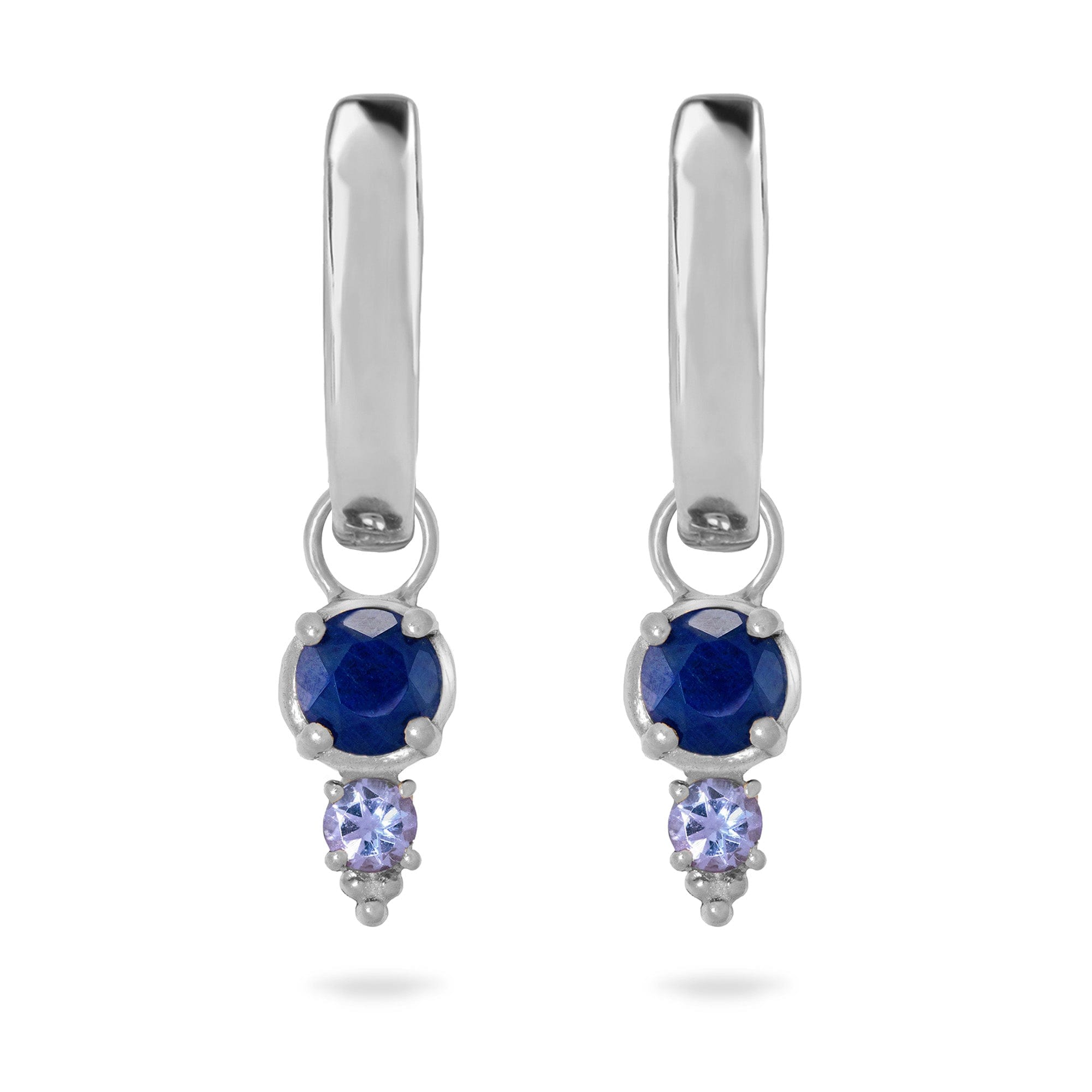 Zohreh Women's Blue / Purple / Silver Sapphire & Tanzanite Earring Hoop Earrings Sterling Silver In Metallic