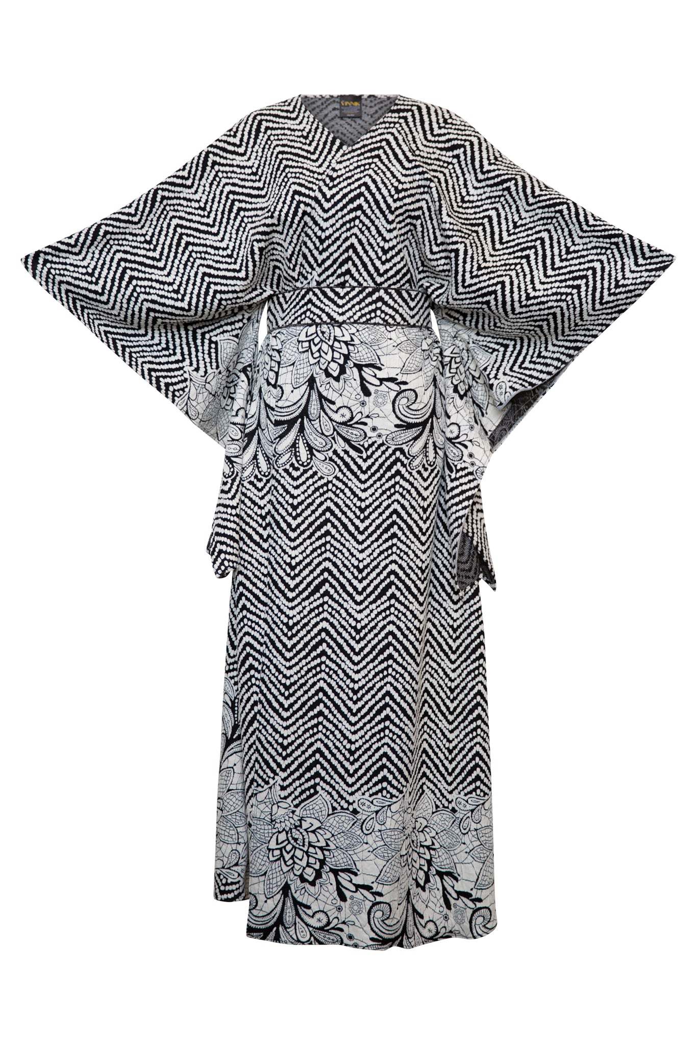 Byvinnik Women's Black / White Bohémienne Kimono Robe In Doctor Atomic In Multi