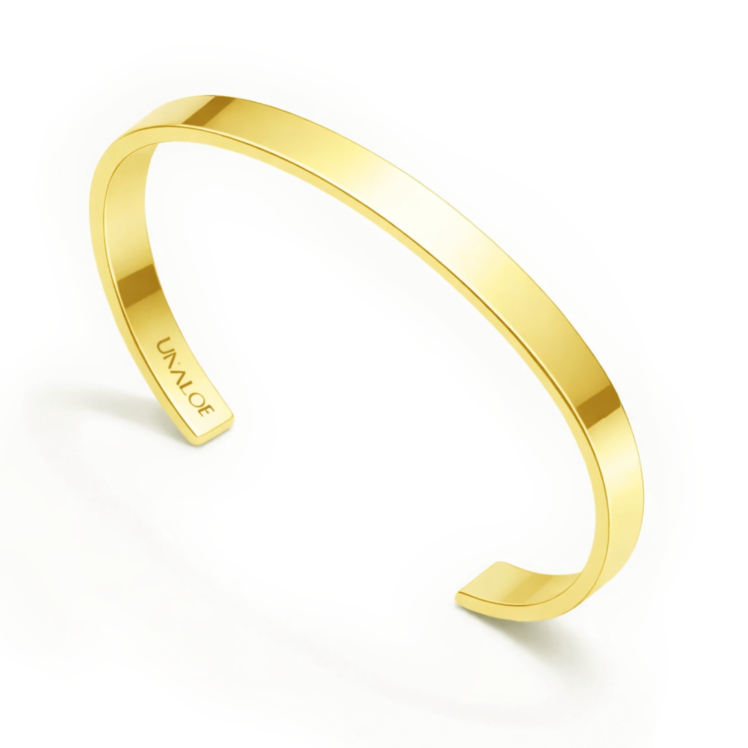 Unaloe Small Band Open Cuff Bracelet For Men – Gold Plated, Handmade Italian Jewelry