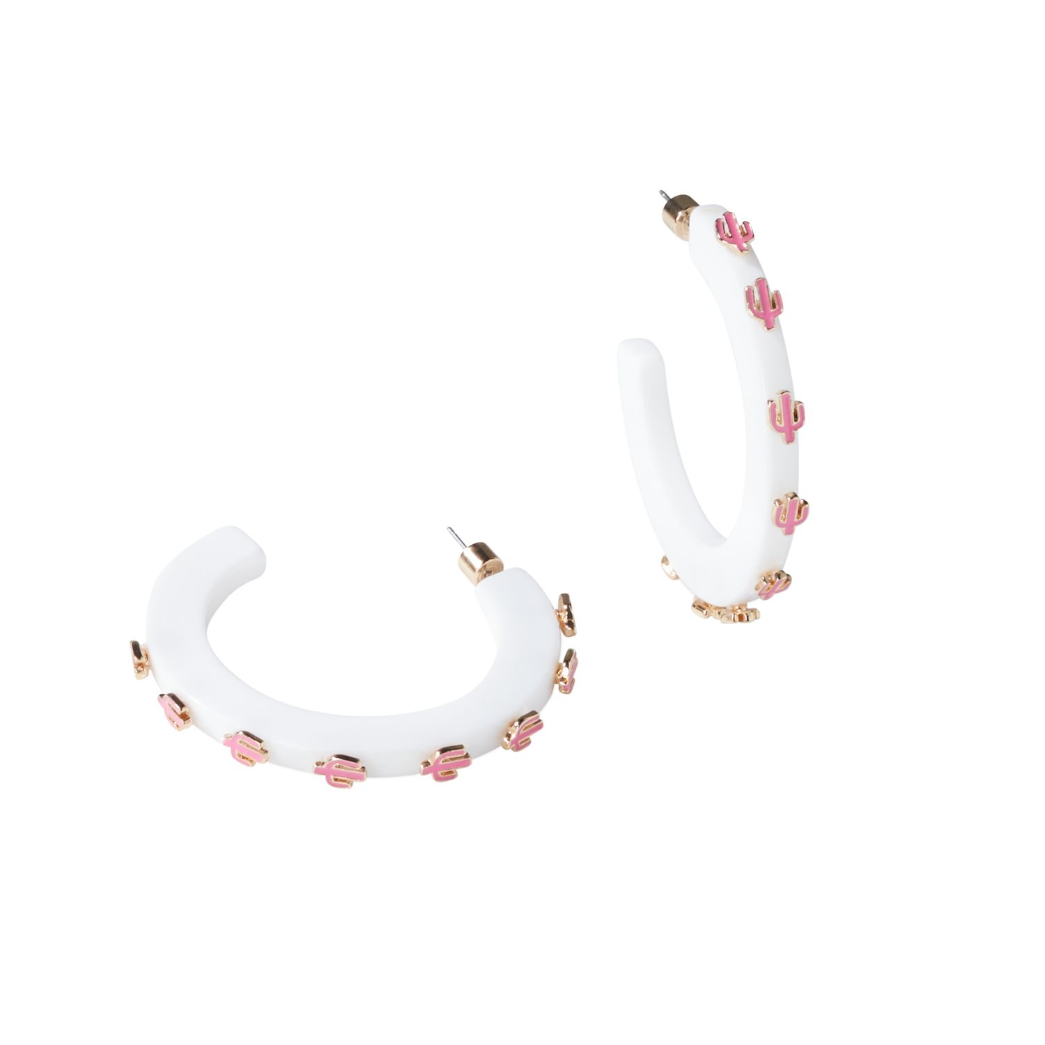 Smith & Co. Jewel Design Women's Pink / Purple / White Cactus Large Jewel Hoop - White / Pink