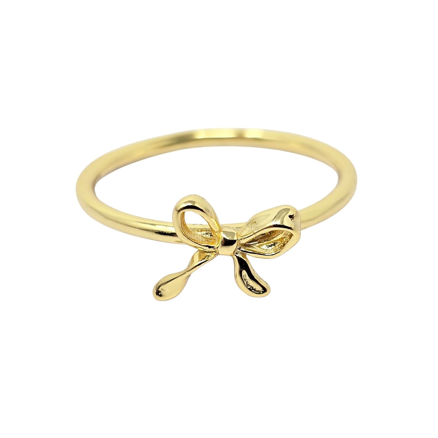 Harfi Women's Bow Tie Bowknot Thin Gold Plated Stacking Ring