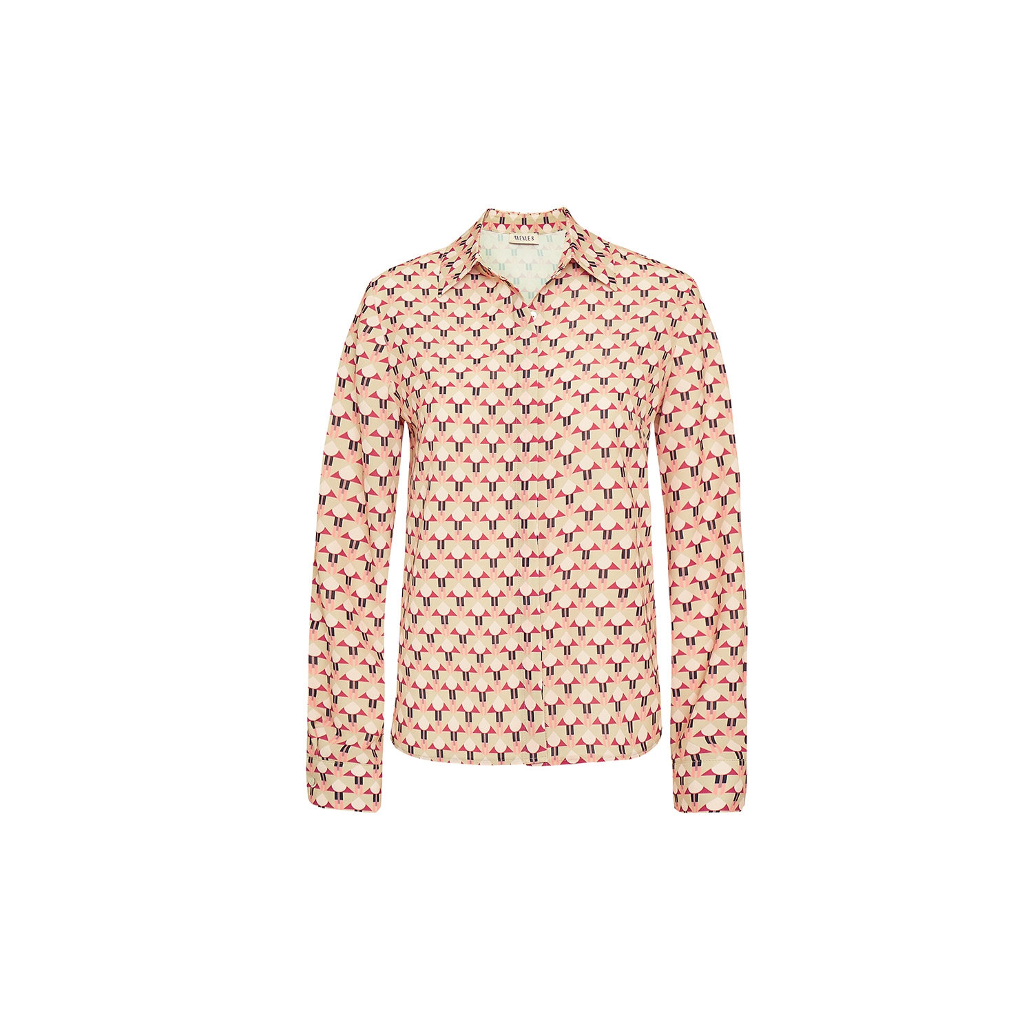 Avenue 8 Women's Long Sleeve Buttoned Shirt With Triangle Print In Neutral