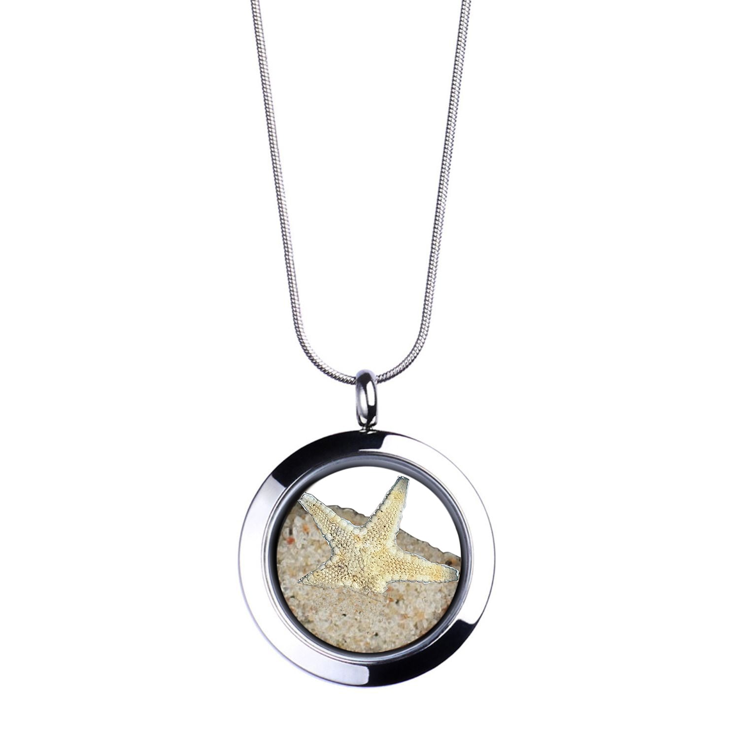 My Little Nature Women's Silver / Neutrals / Brown Handcrafted Designer Star Necklace With Natural Starfish & Beach S