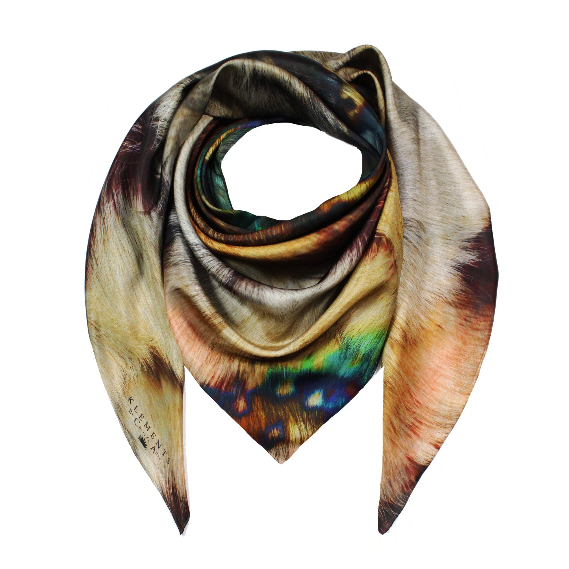 Klements Women's Brown Reindeer Silk Scarf In Brown