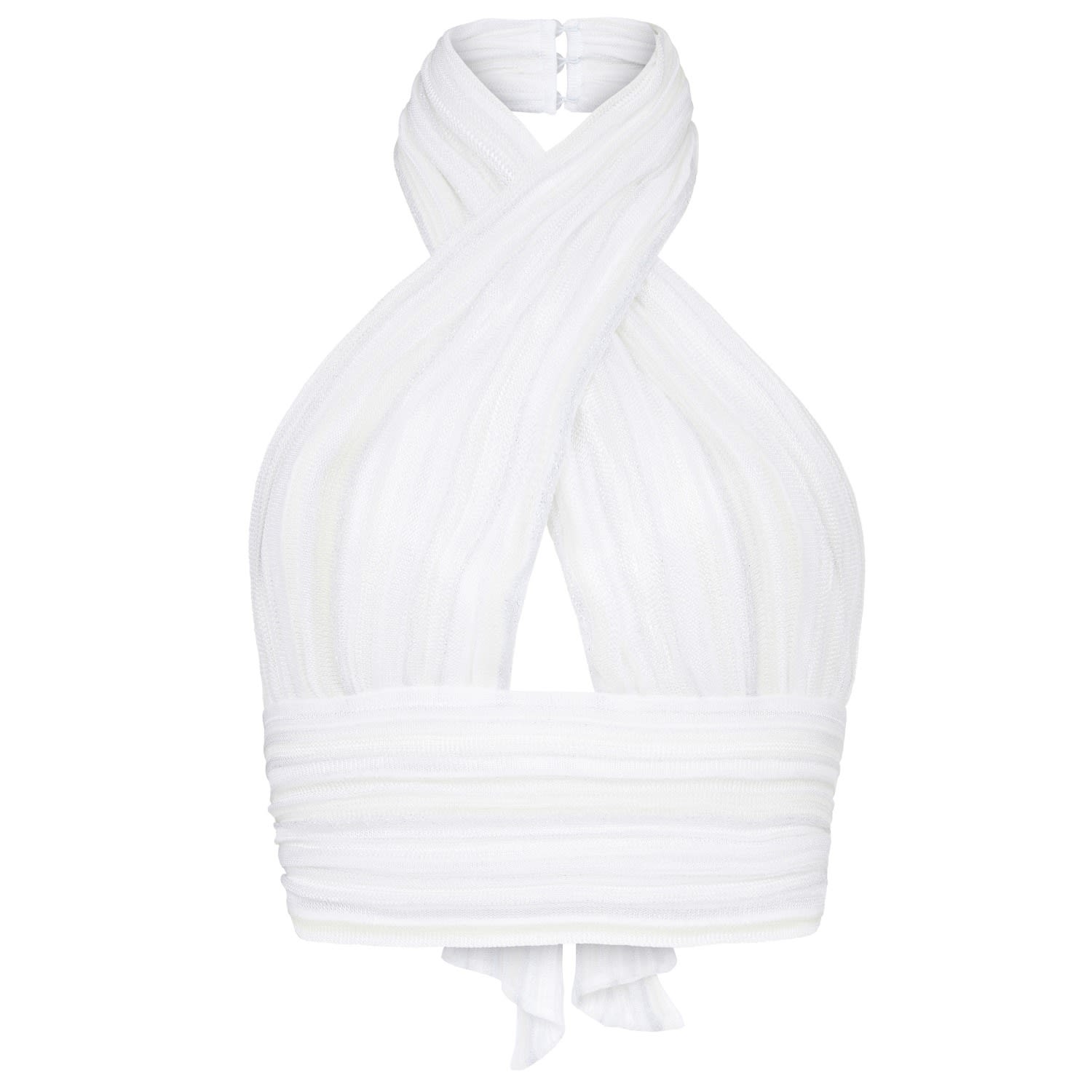 Kukhareva London Women's Isla Knit Lurex Halter Top - White In White