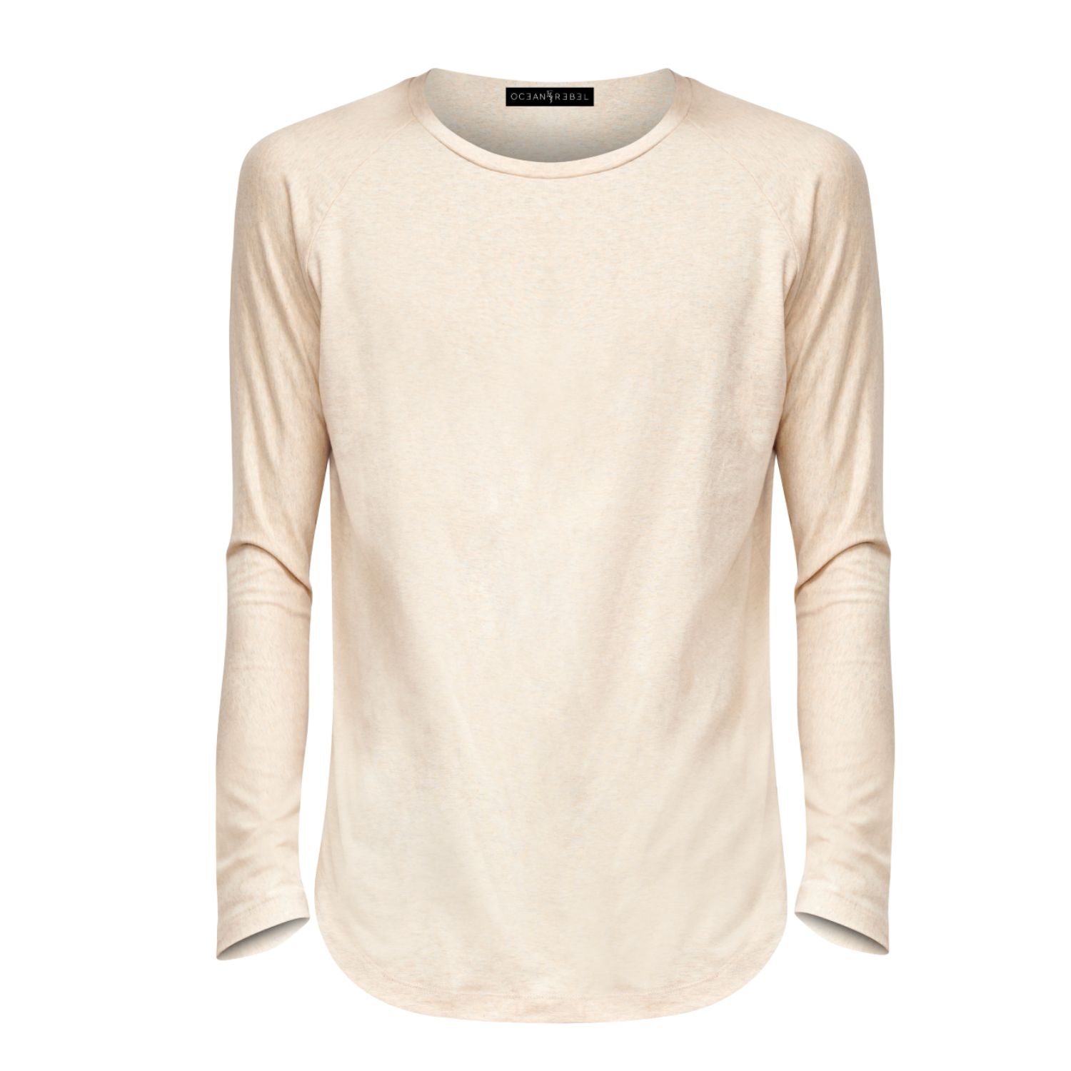 Men’s Neutrals Long Sleeve Scoop Comfort T-Shirt - Raw Oatmeal Medium Ocean Rebel