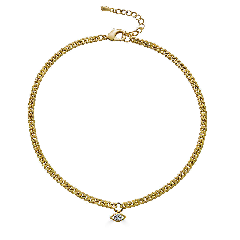 Loni Paul Jewelry Women's Gold Small Evil Eye Crystal Necklace In Gold