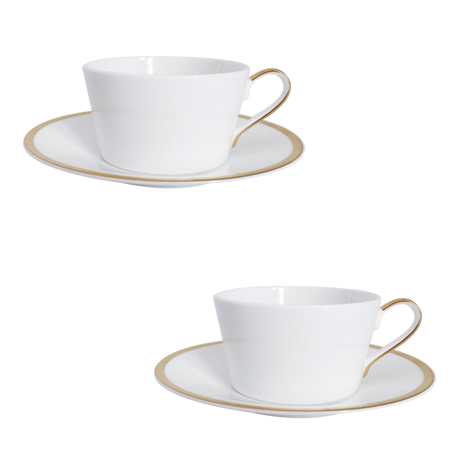 Twig New York White Golden Edge - Set Of Two, Bay Cups & Saucers In White