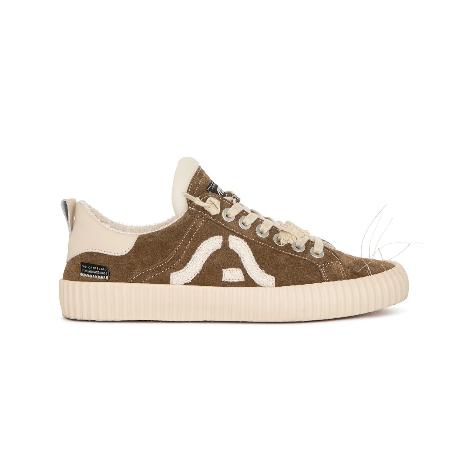 Springa | Unique Vulcanized Sneakers Italian Handmade Men's Brown Wavy Suede Taupe Embroidery Sneakers In Brown