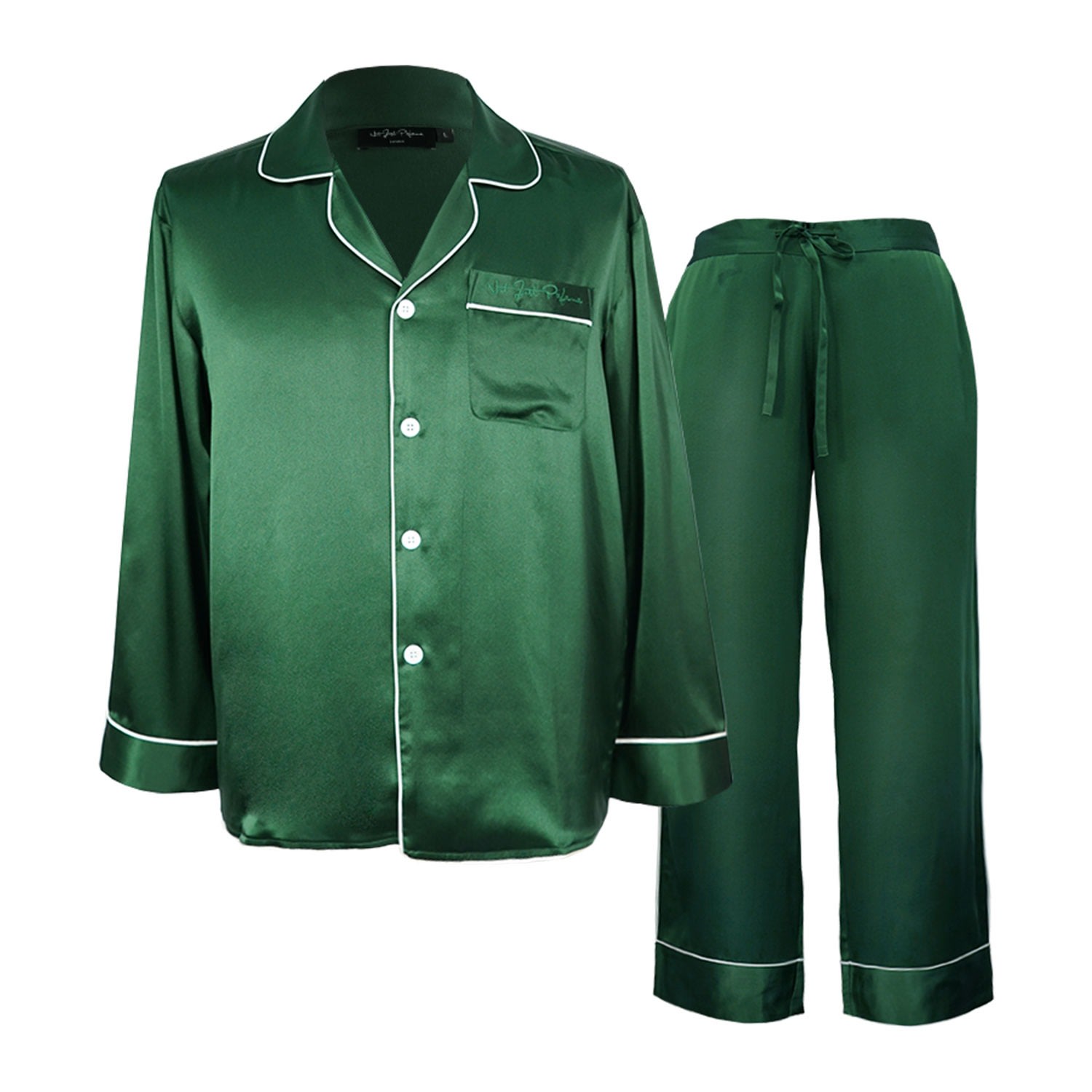 Not Just Pajama Men's Men's Silk Essentials Pajama - Dark Green In Green