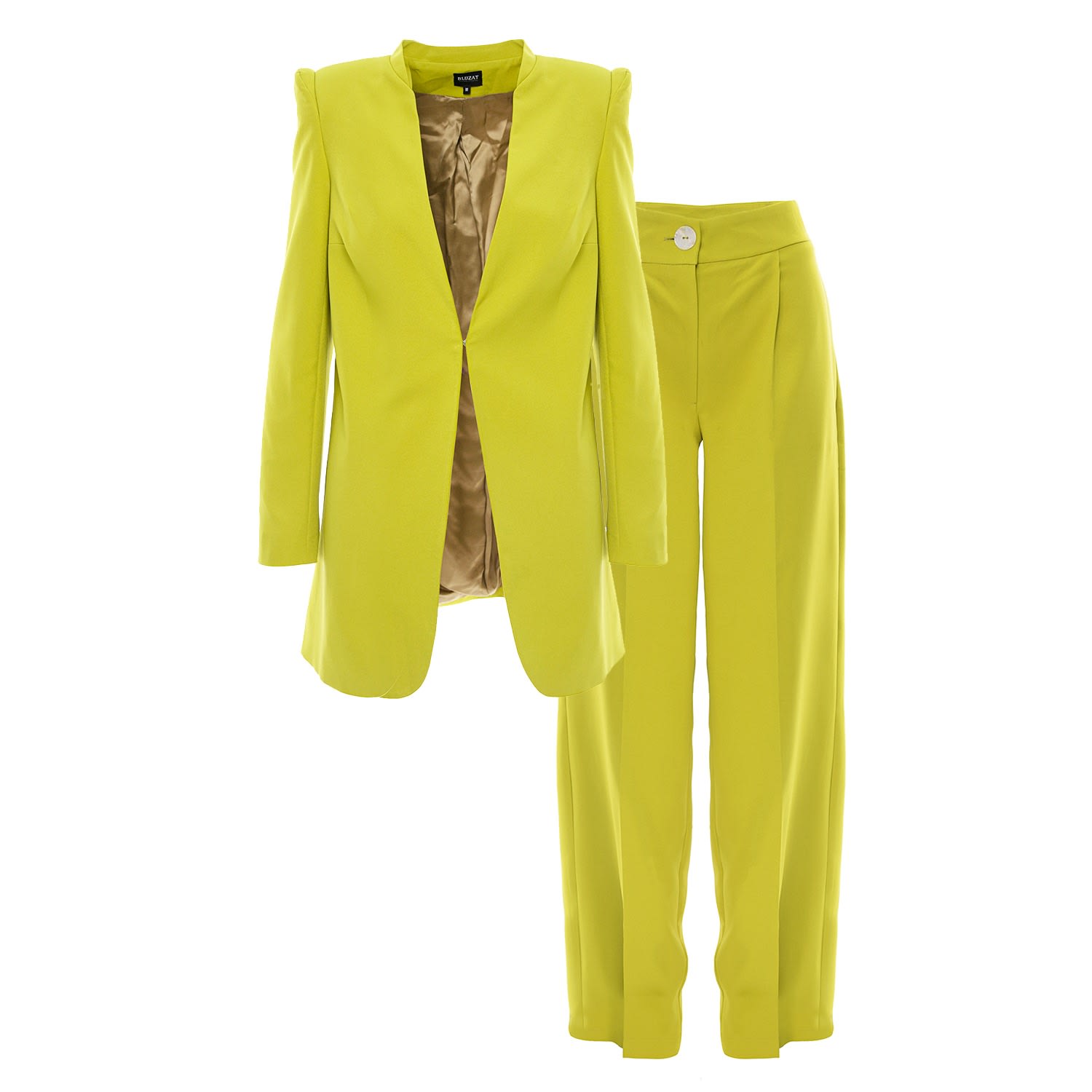 Women’s Green Lime Suit With Sharped Shoulders Blazer Extra Small Bluzat
