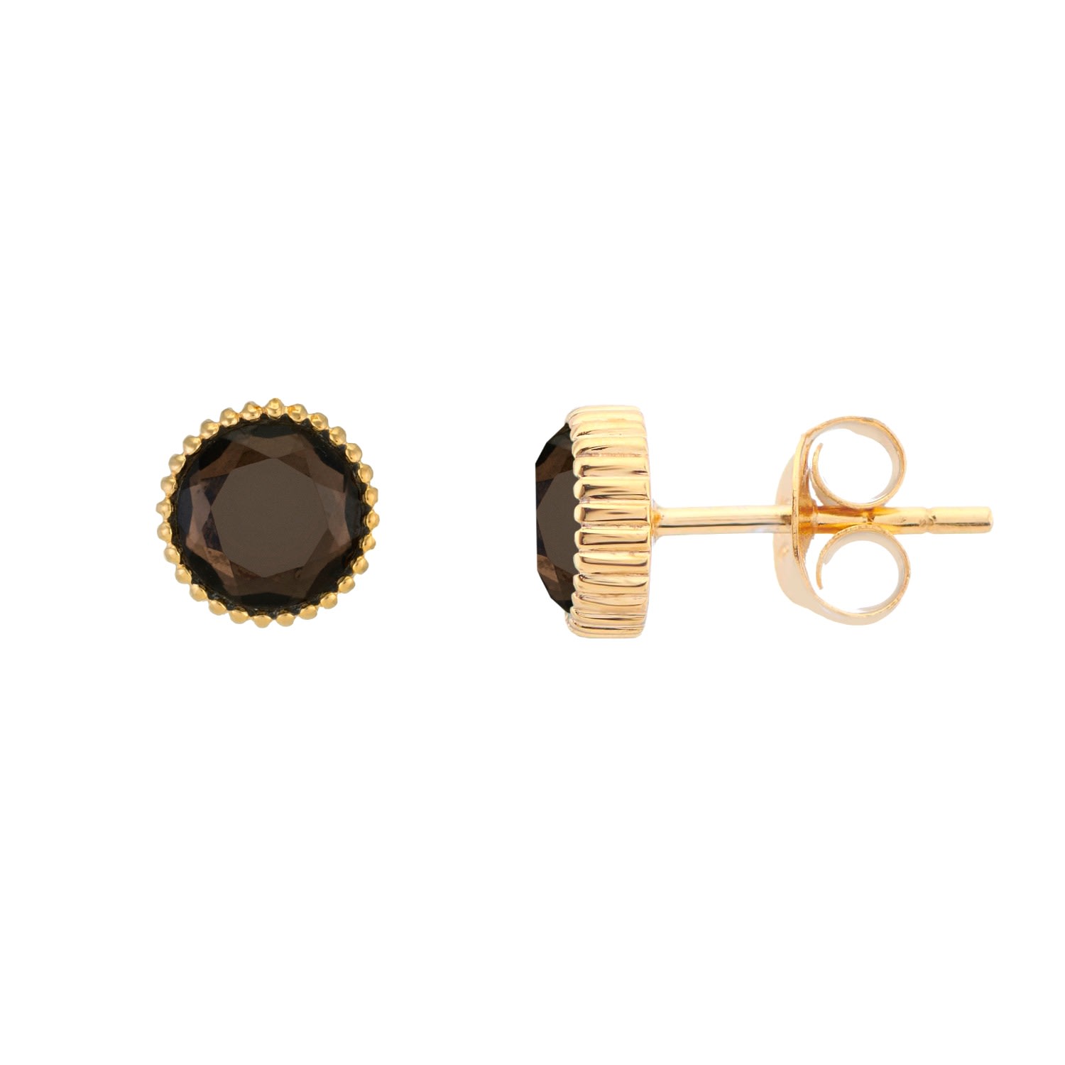 Women’s Brown / Gold Barcelona November Birthstone Stud Earrings - Smokey Quartz Auree Jewellery