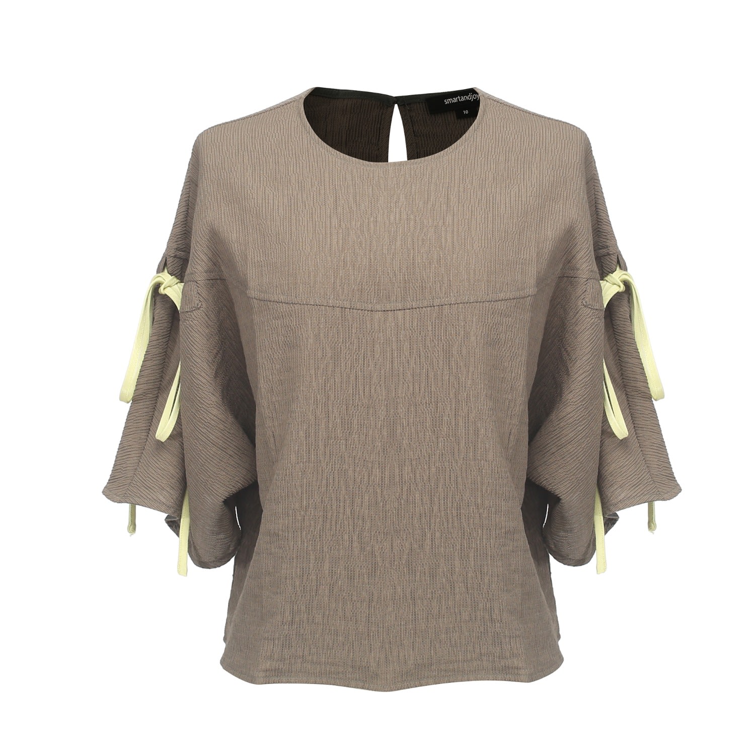 Smart And Joy Women's Green Tulip Sleeves Crop Top In Green